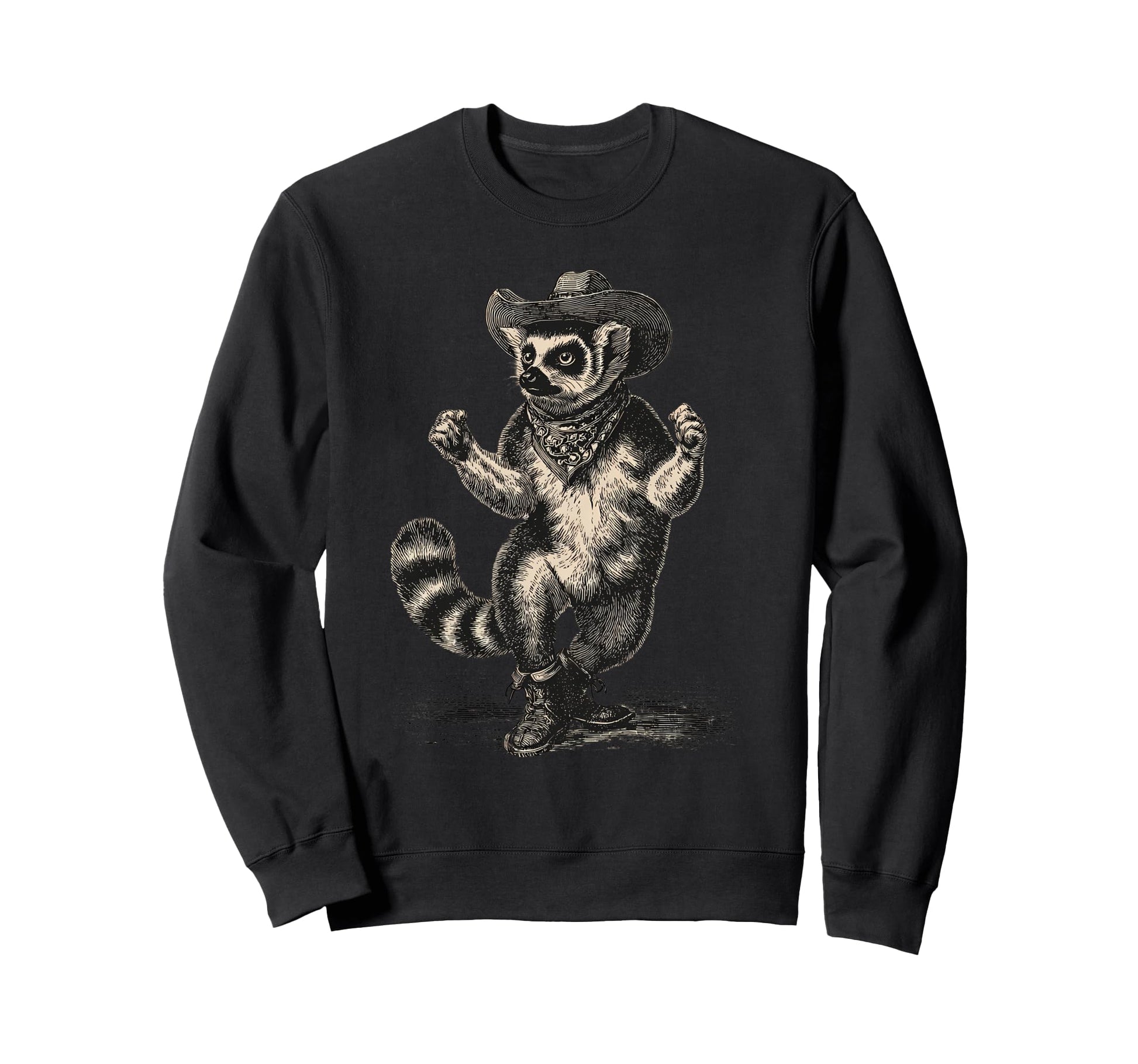 Country Cowboy Lemur Rodeo Cowgirl Sweatshirt - Unique Graphic Men Women - T-Shirt, Sweatshirt, Hoodie