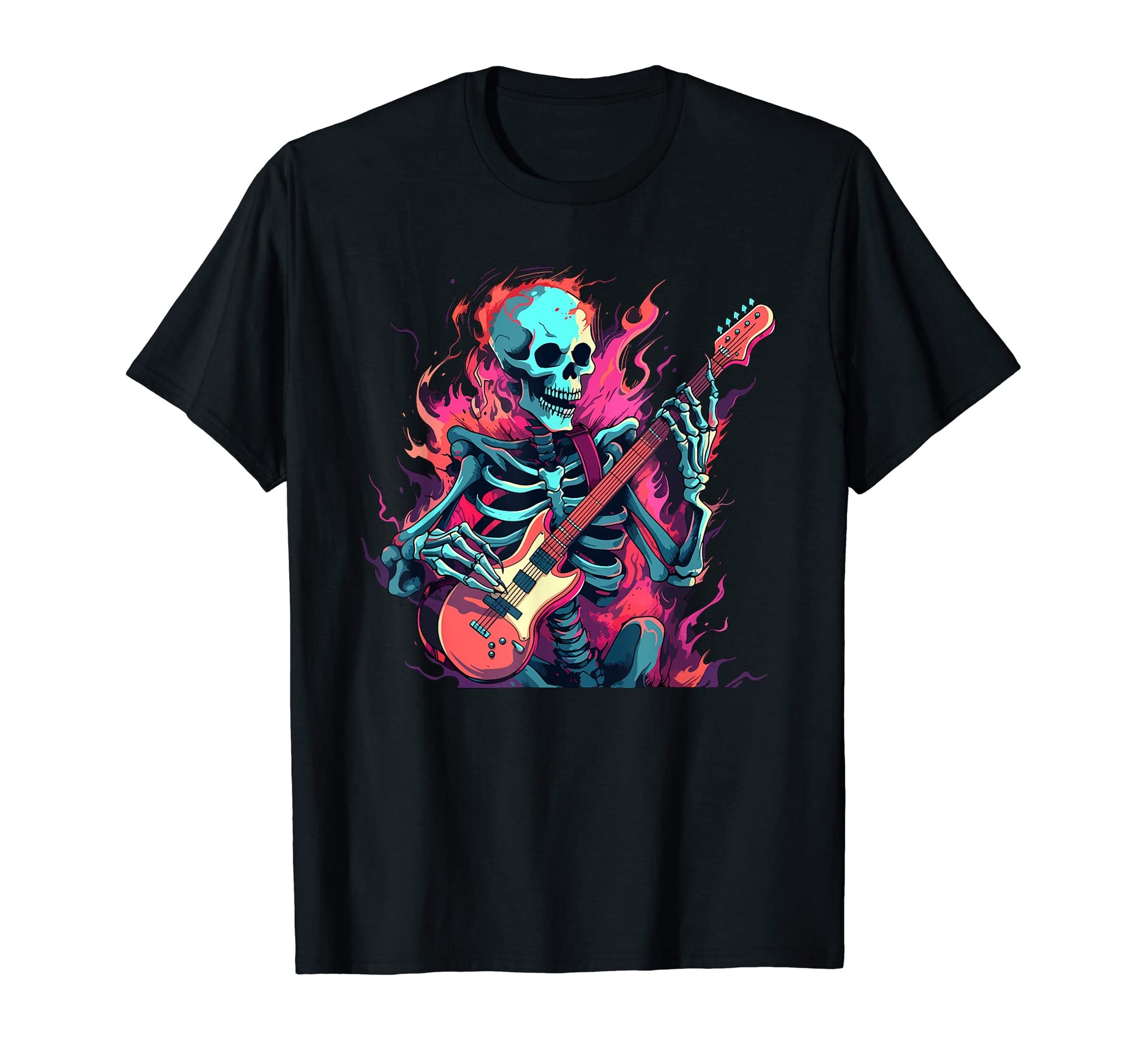 Skeleton Rock Roll Guitar Music Band T-Shirt - Novelty Apparel for Adults - T-Shirt, Sweatshirt, Hoodie