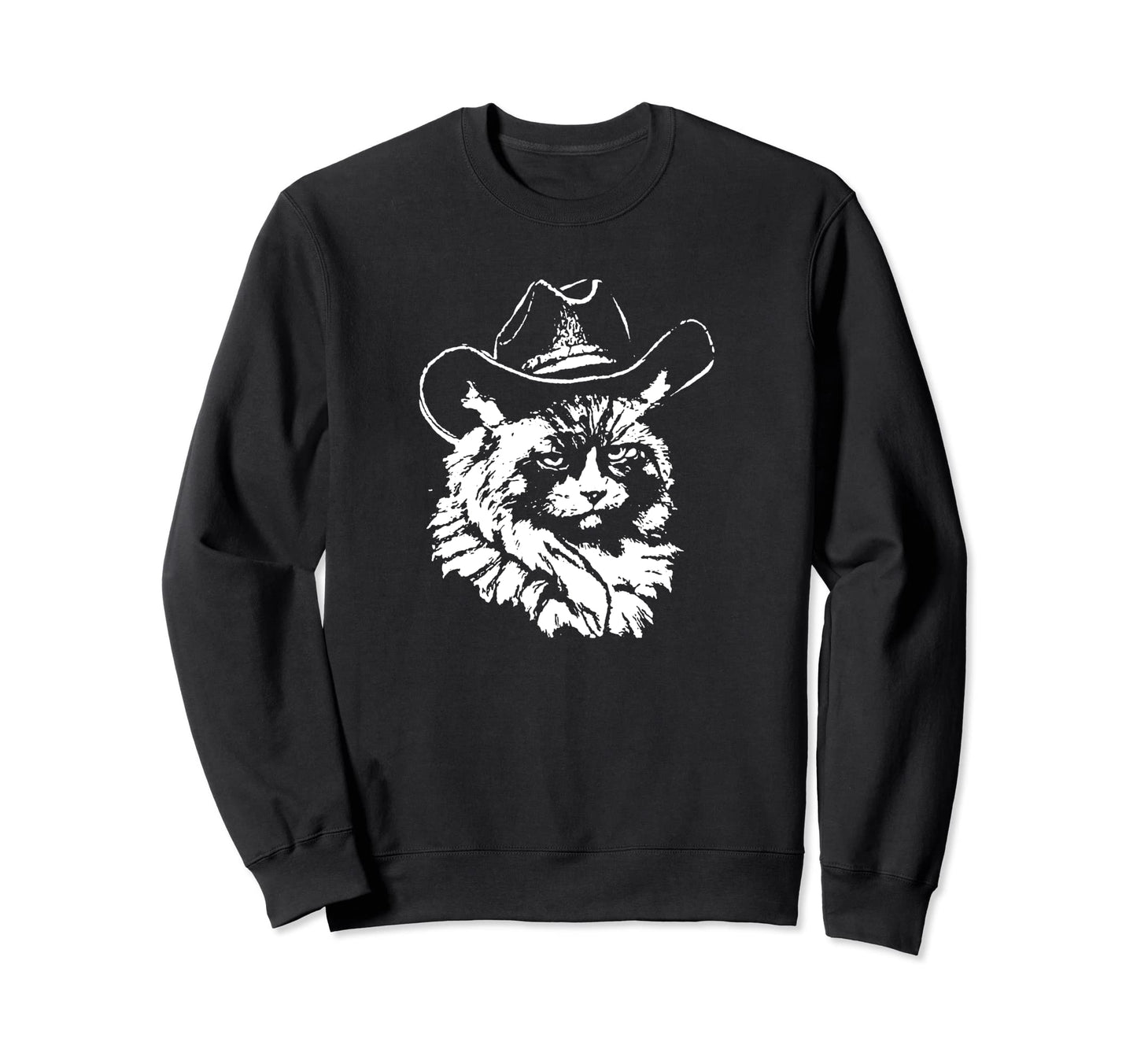 Funny Grumpy Cowboy Cat Sweatshirt - Casual Everyday Wear for Adults - T-Shirt, Sweatshirt, Hoodie