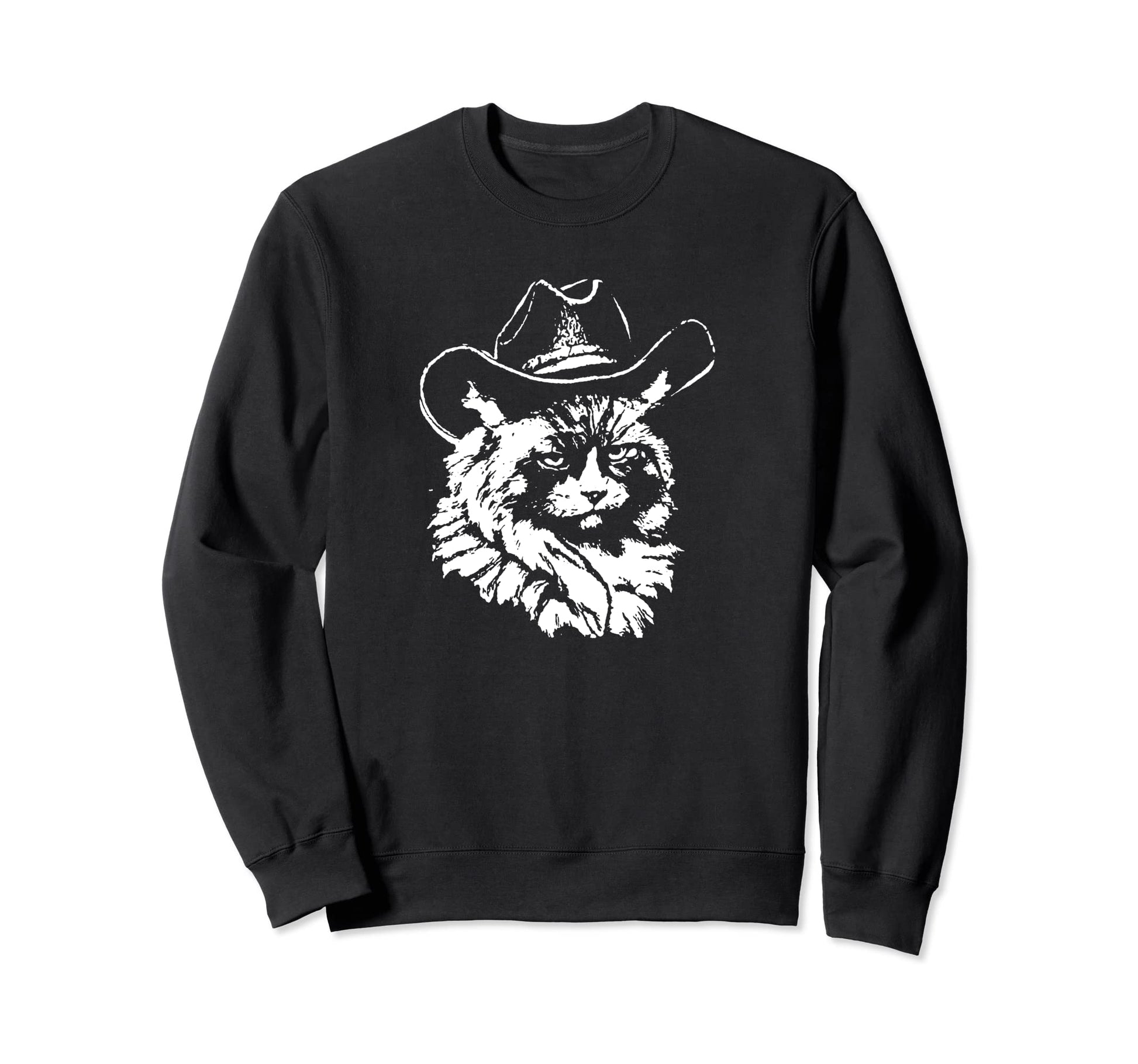 Funny Grumpy Cowboy Cat Sweatshirt - Casual Everyday Wear for Adults - T-Shirt, Sweatshirt, Hoodie