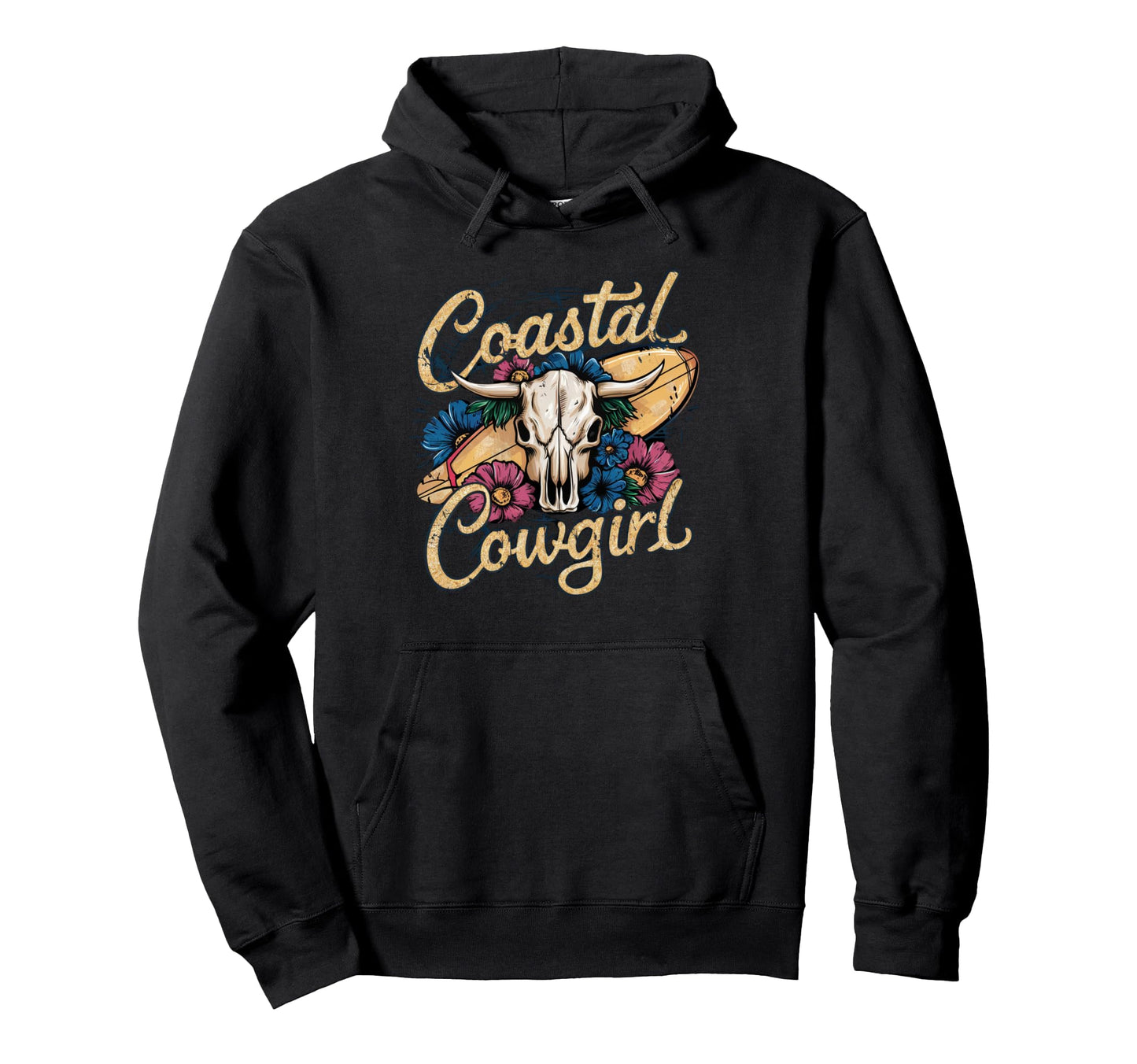 Coastal Cowgirl Vibes Surf Western Hoodie - Custom Art Print for Adults - T-Shirt, Sweatshirt, Hoodie