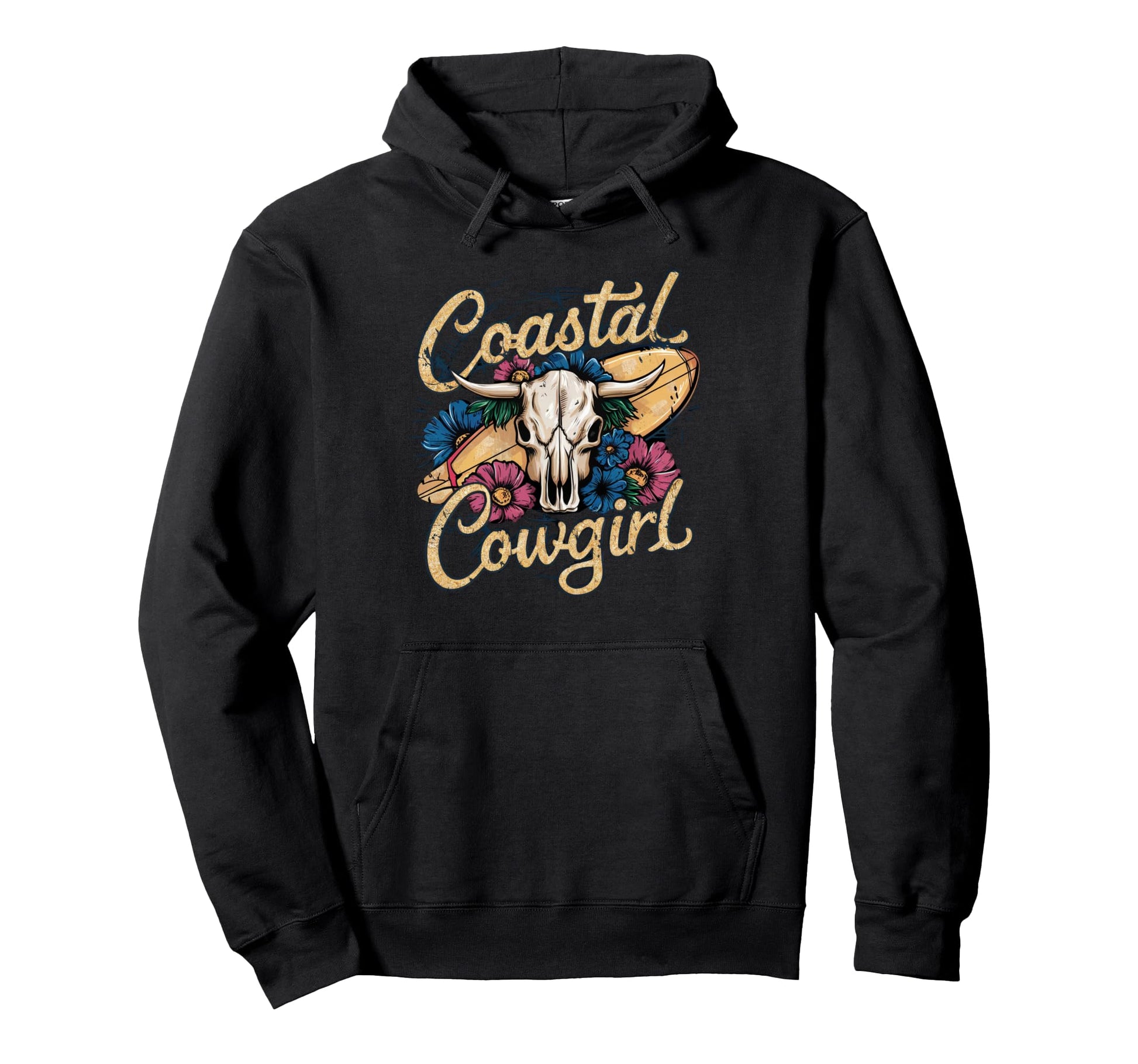 Coastal Cowgirl Vibes Surf Western Hoodie - Custom Art Print for Adults - T-Shirt, Sweatshirt, Hoodie