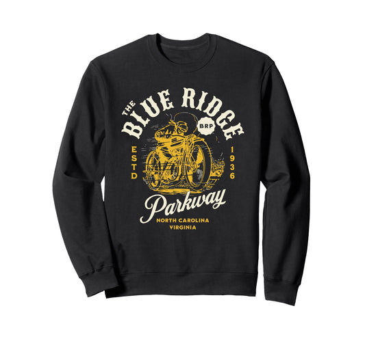 Blue Ridge Parkway Motorcycle Sweatshirt - Minimalist Print for Adults - T-Shirt, Sweatshirt, Hoodie
