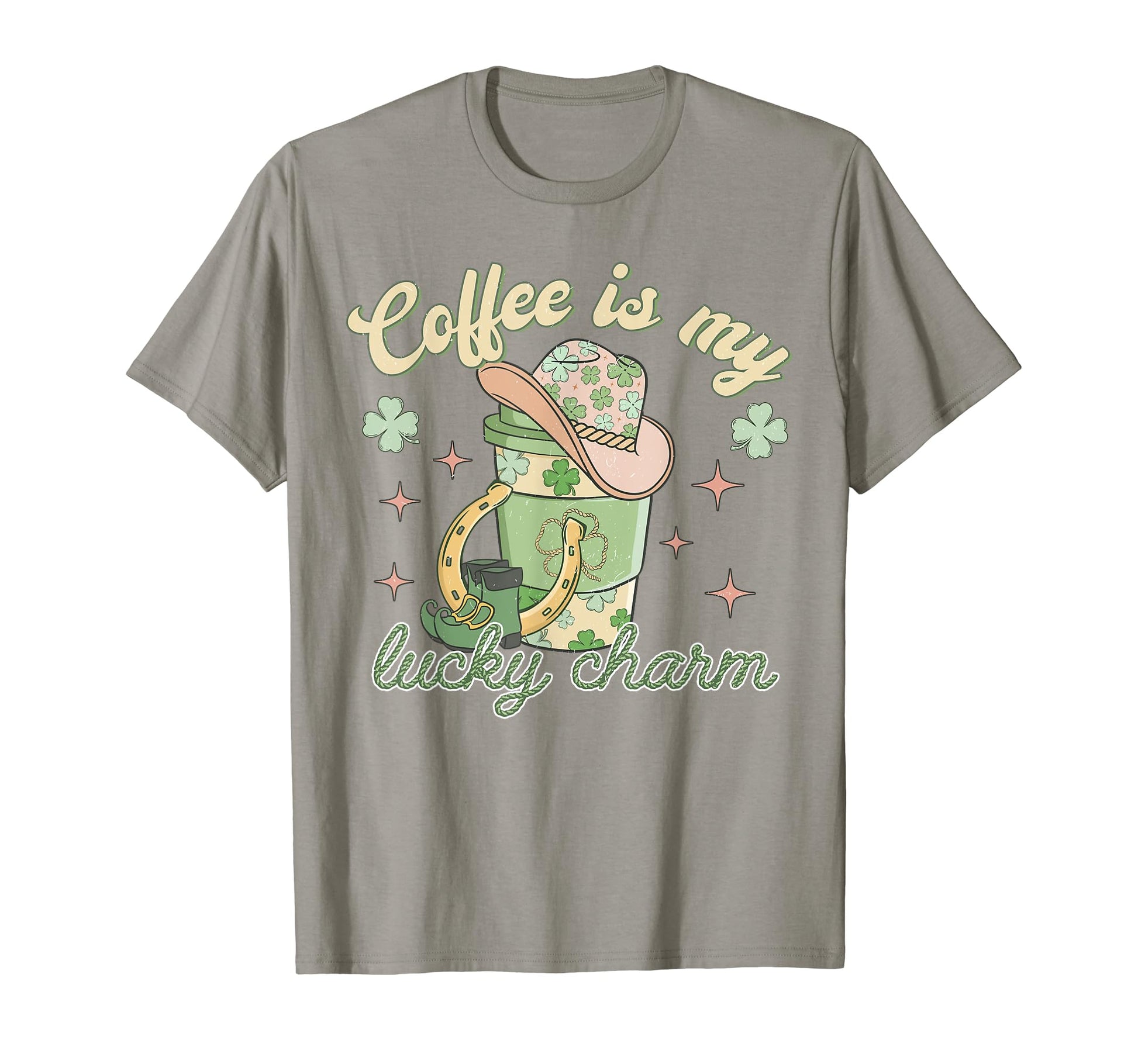 Western Happy St Patricks Day Coffee T-Shirt - Aesthetic Graphic Men Women - T-Shirt, Sweatshirt, Hoodie