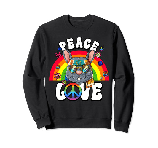 60S 70S Costume Peace Love Hippie Rat Sweatshirt - Streetwear Style Unisex - T-Shirt, Sweatshirt, Hoodie