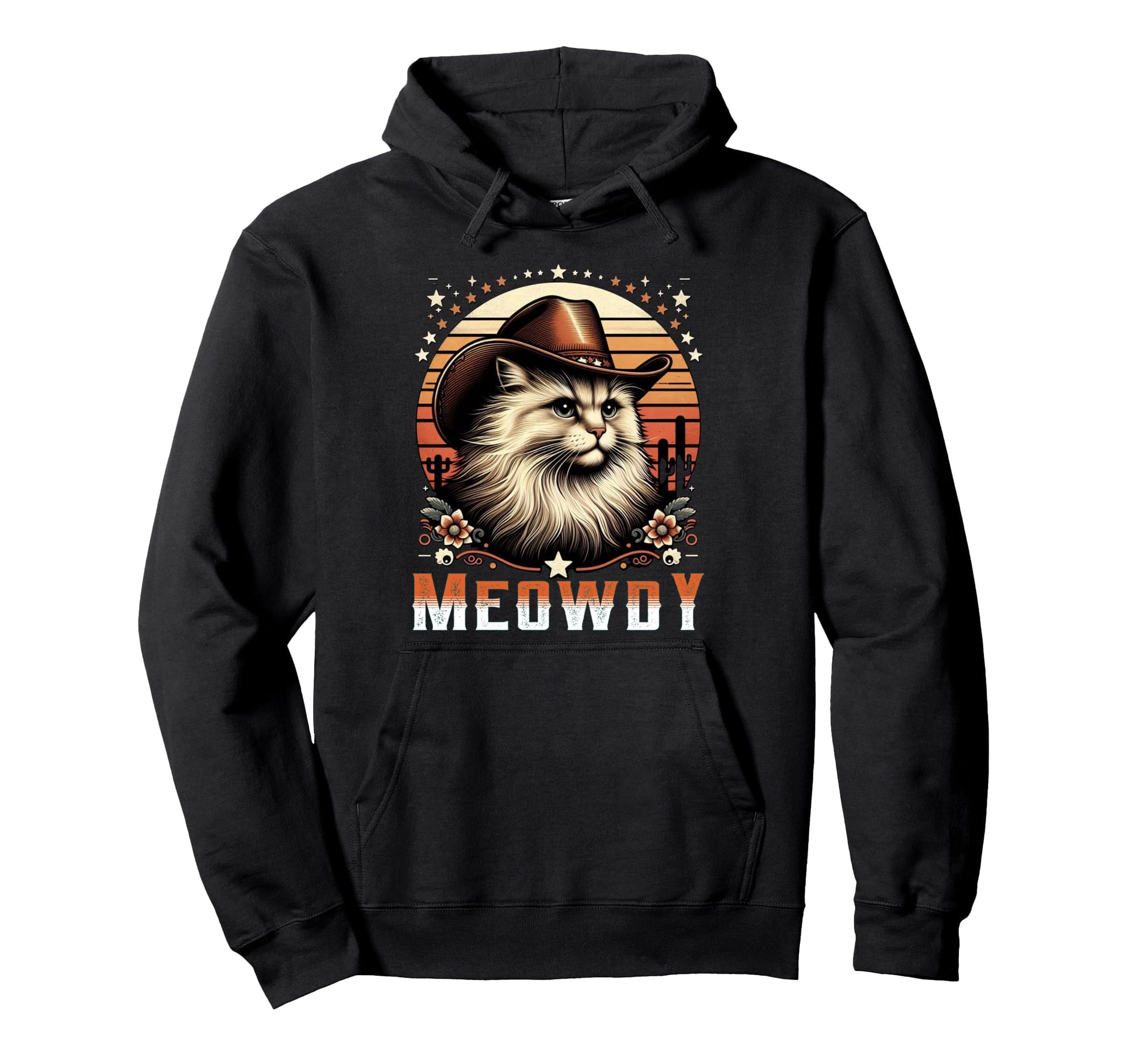 Meowdy Cat Cowboy Funny Country Cat Hoodie - Custom Art Print for Adults - T-Shirt, Sweatshirt, Hoodie