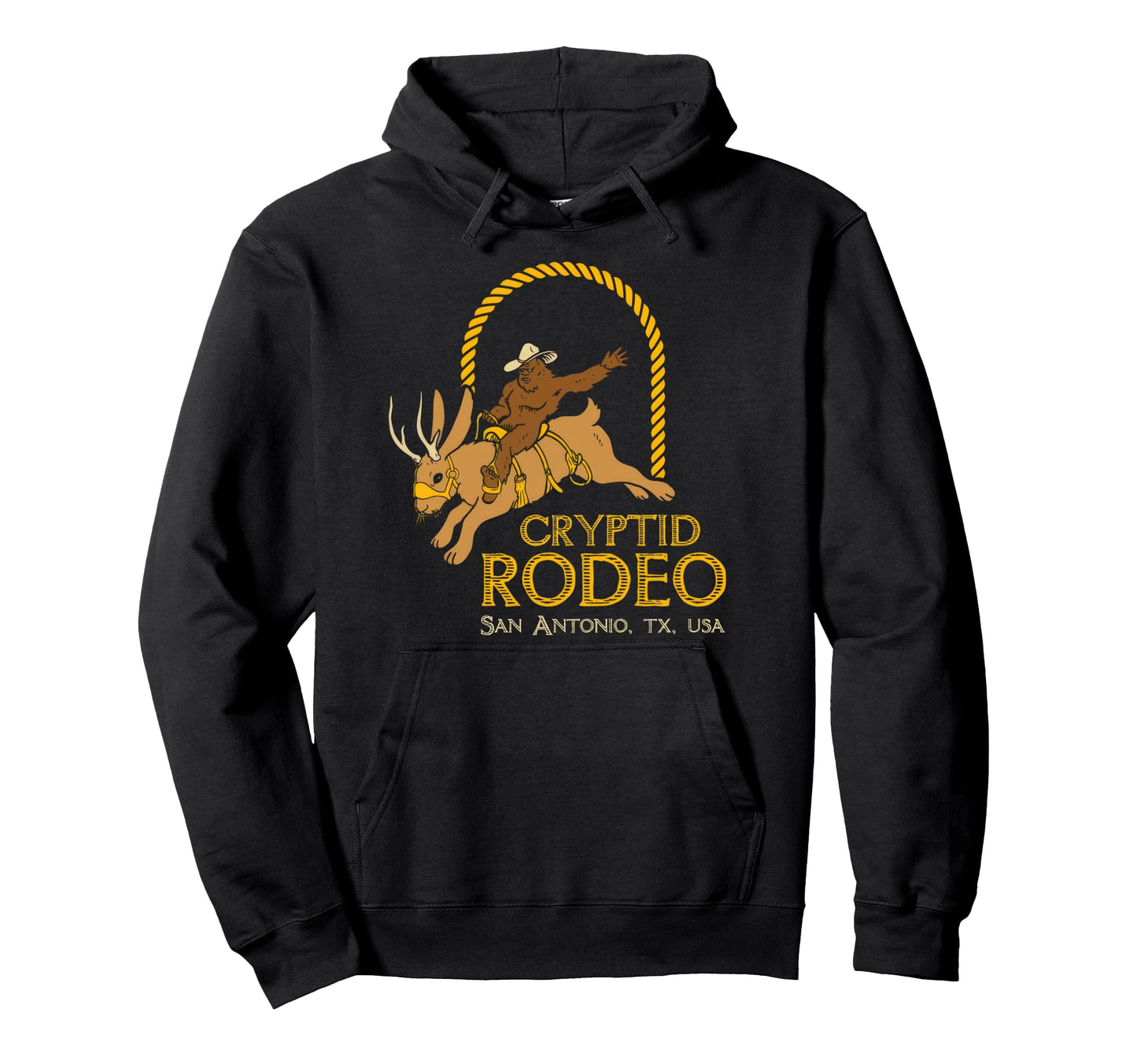 Cryptid Rodeo Western Bigfoot Cowboy Hoodie - Novelty Apparel Men Women - T-Shirt, Sweatshirt, Hoodie