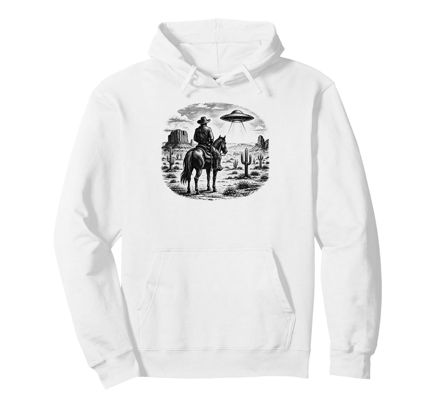 Horse Lover Ufo Western Cowboy Horse Hoodie - Novelty Apparel for Adults - T-Shirt, Sweatshirt, Hoodie