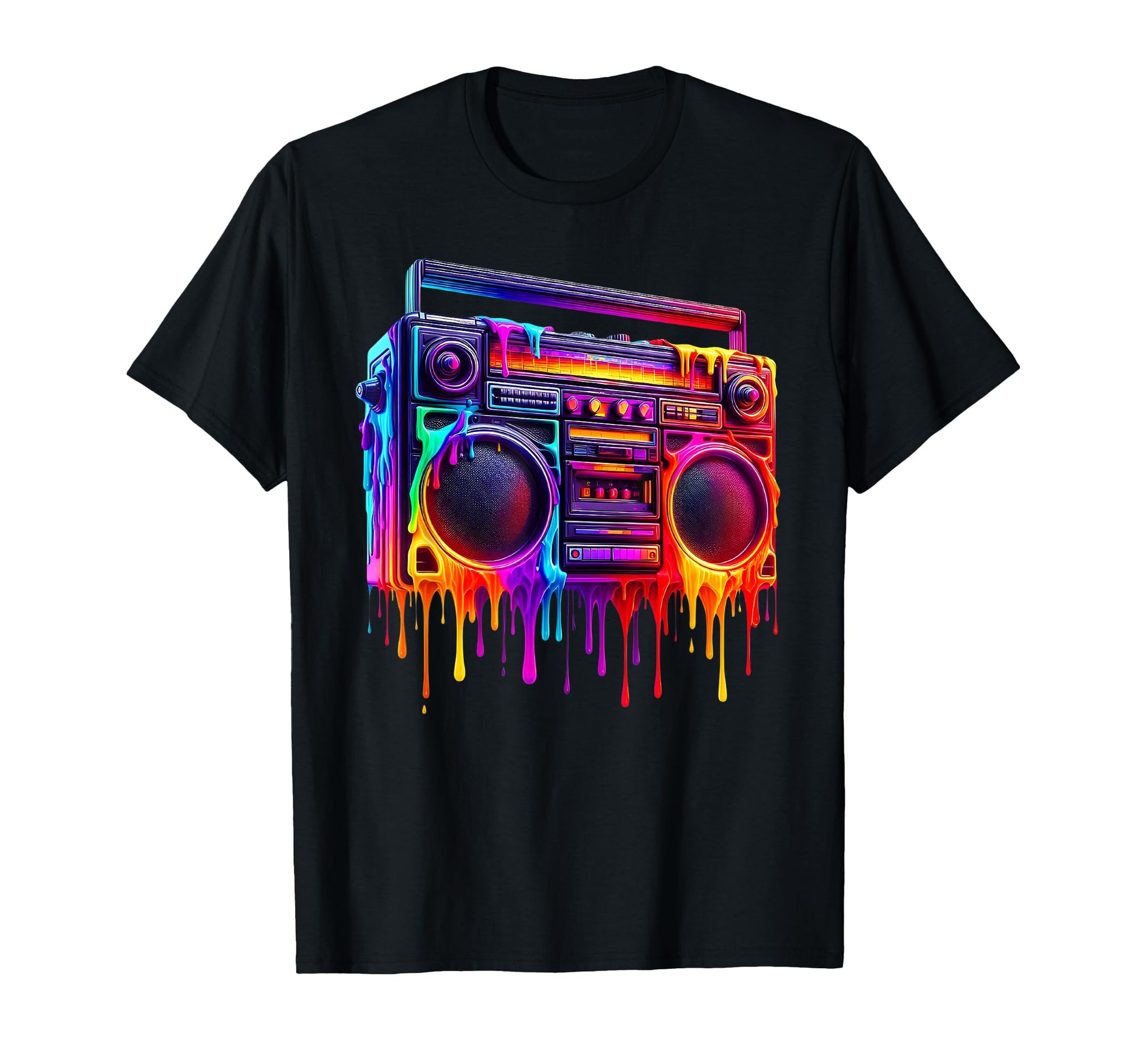 Dripping Paint Boombox Old School T-Shirt - Casual Everyday Wear Men Women - T-Shirt, Sweatshirt, Hoodie