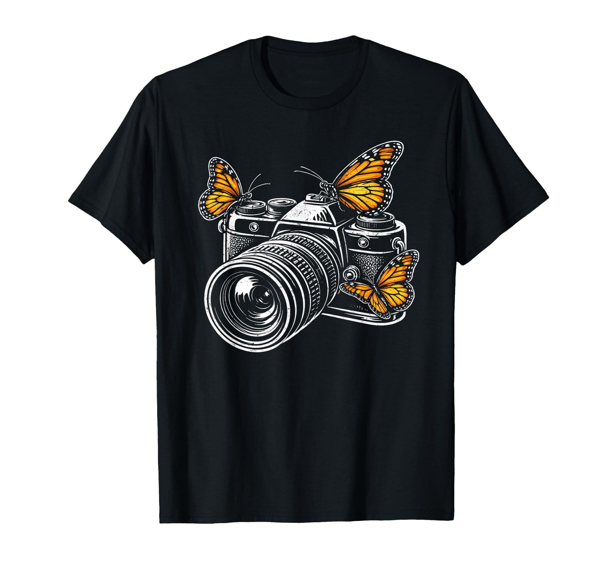 Camera Monarch Butterfly Photographer T-Shirt - Graphic Print Men Women - T-Shirt, Sweatshirt, Hoodie