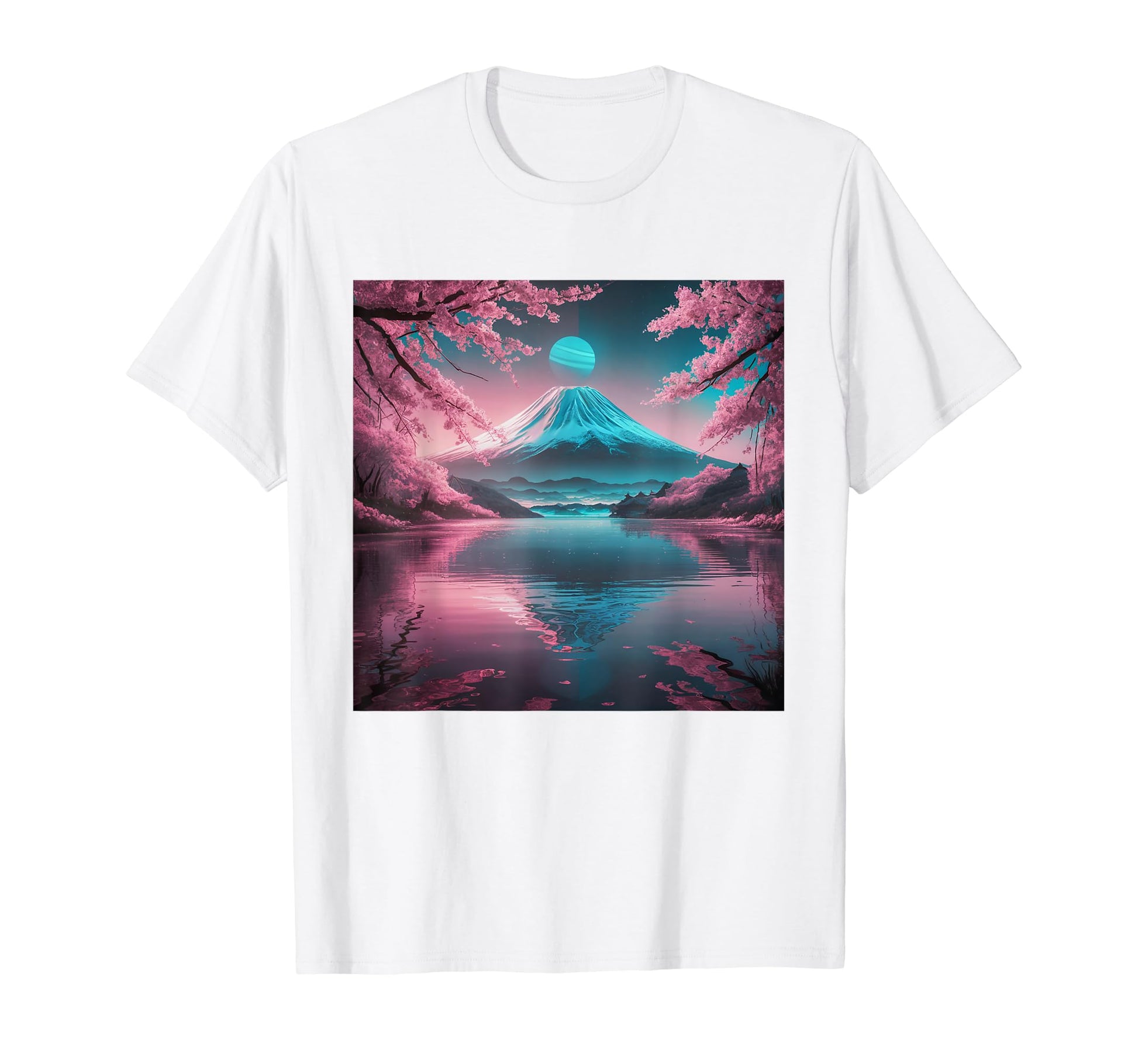 Vaporwave Aesthetic Fuji Japanese T-Shirt - Custom Art Print for Adults - T-Shirt, Sweatshirt, Hoodie