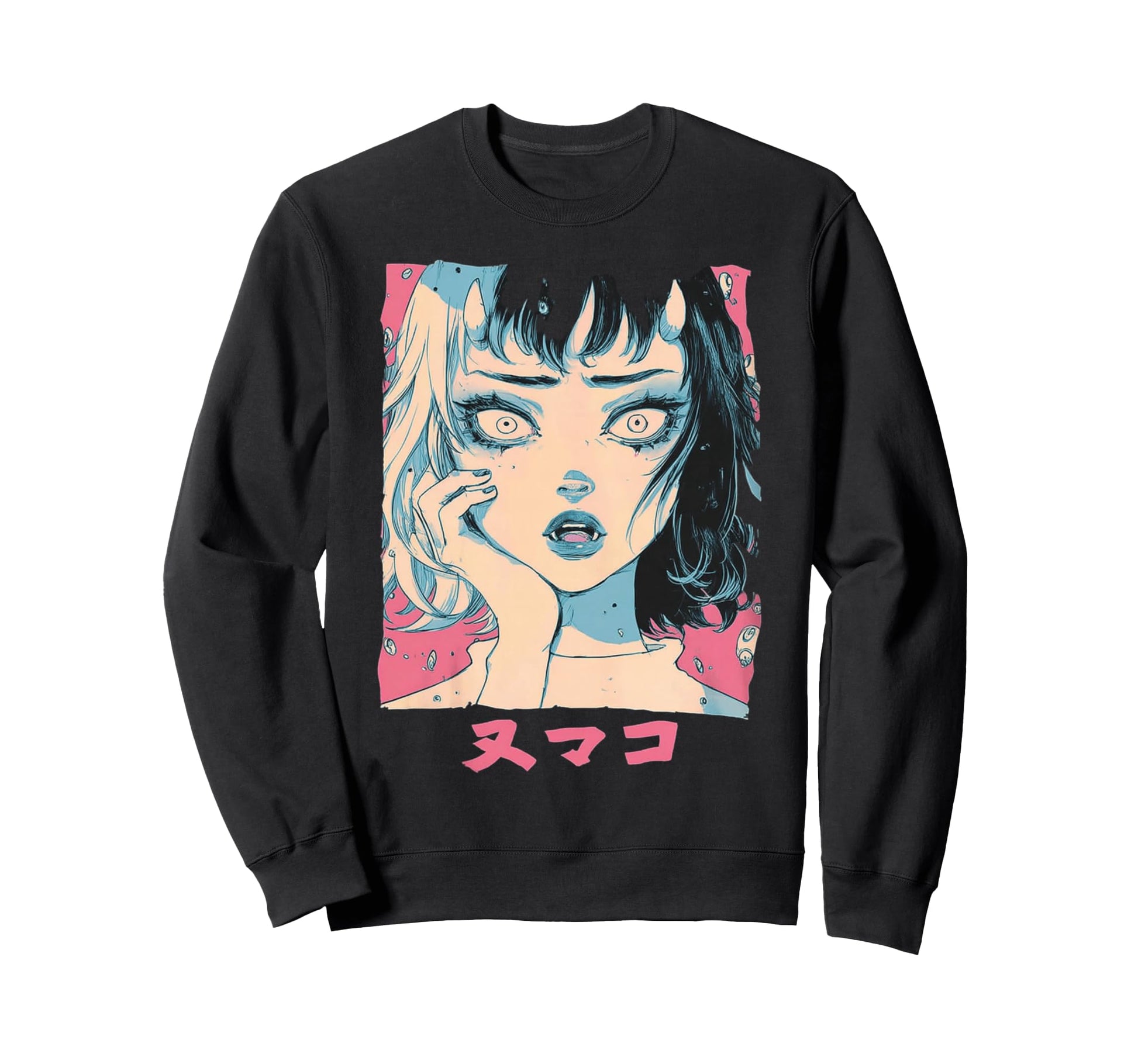 Goth Grunge Demon Anime Waifu Horror Sweatshirt - Trendy Graphic Men Women - T-Shirt, Sweatshirt, Hoodie