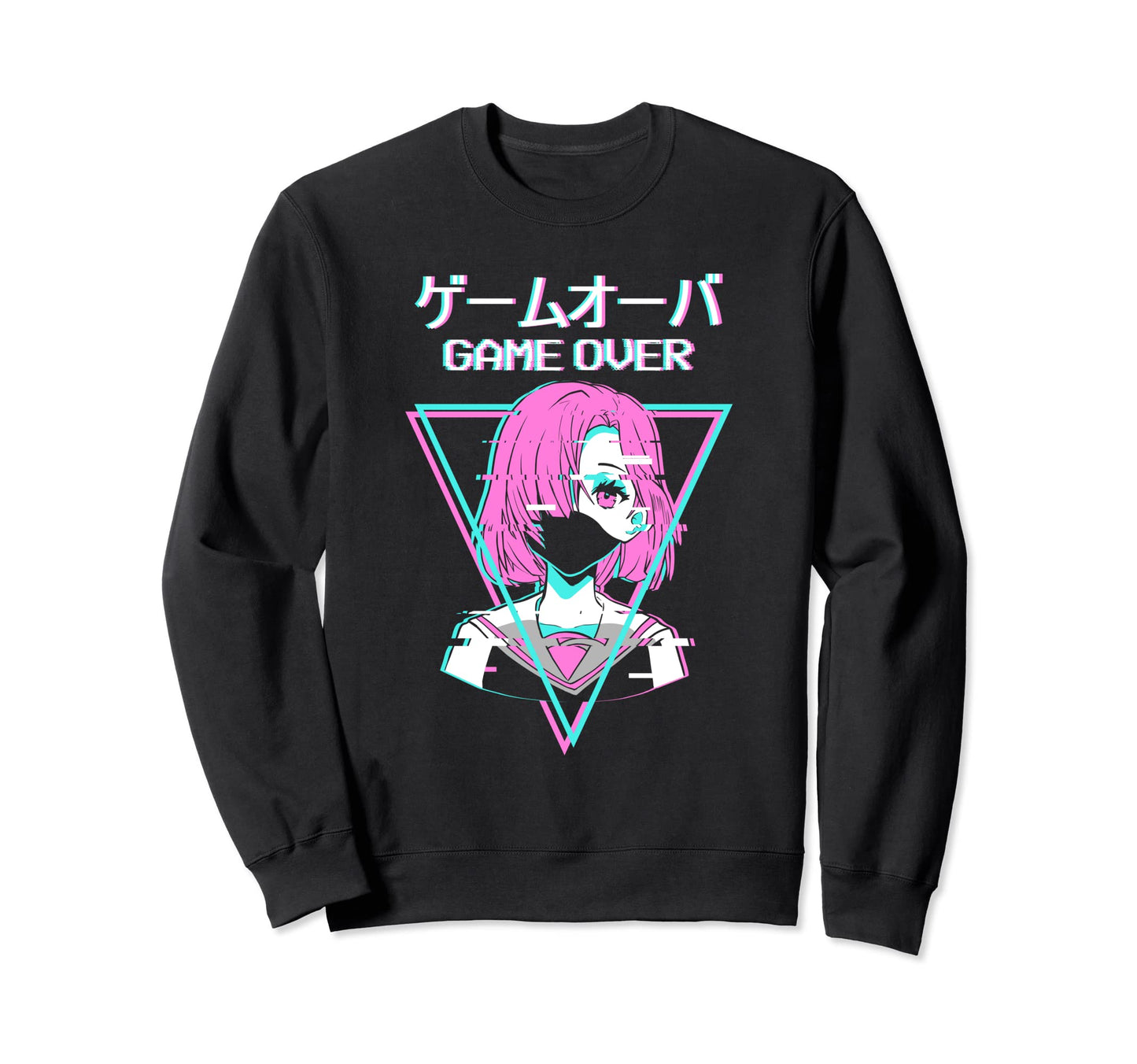 Game Over Anime Japanese Vaporwave Sweatshirt - Custom Art Print Unisex - T-Shirt, Sweatshirt, Hoodie