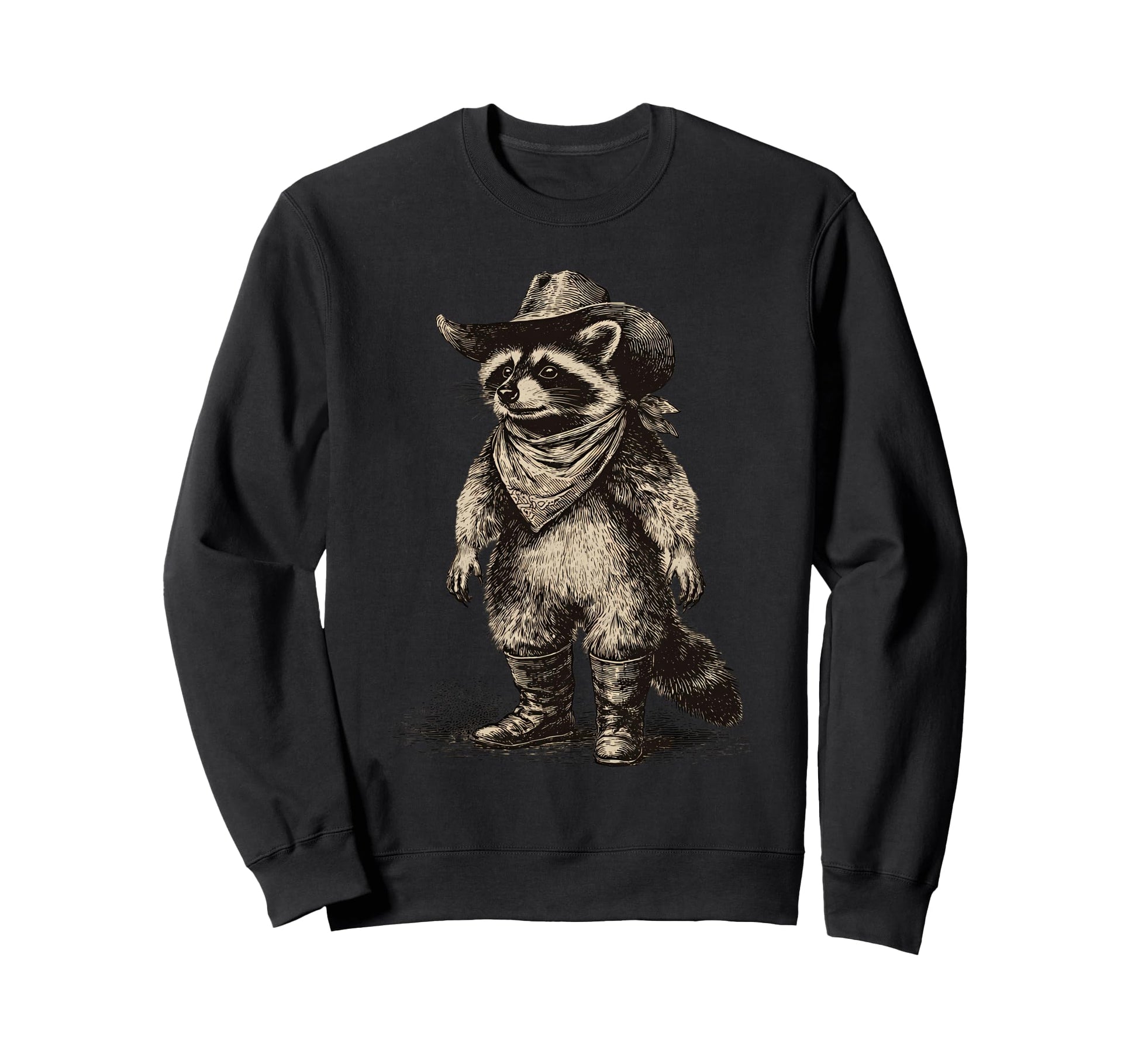 Raccoon Cowboy Rodeo Cowgirl Sweatshirt - Casual Everyday Wear Unisex - T-Shirt, Sweatshirt, Hoodie