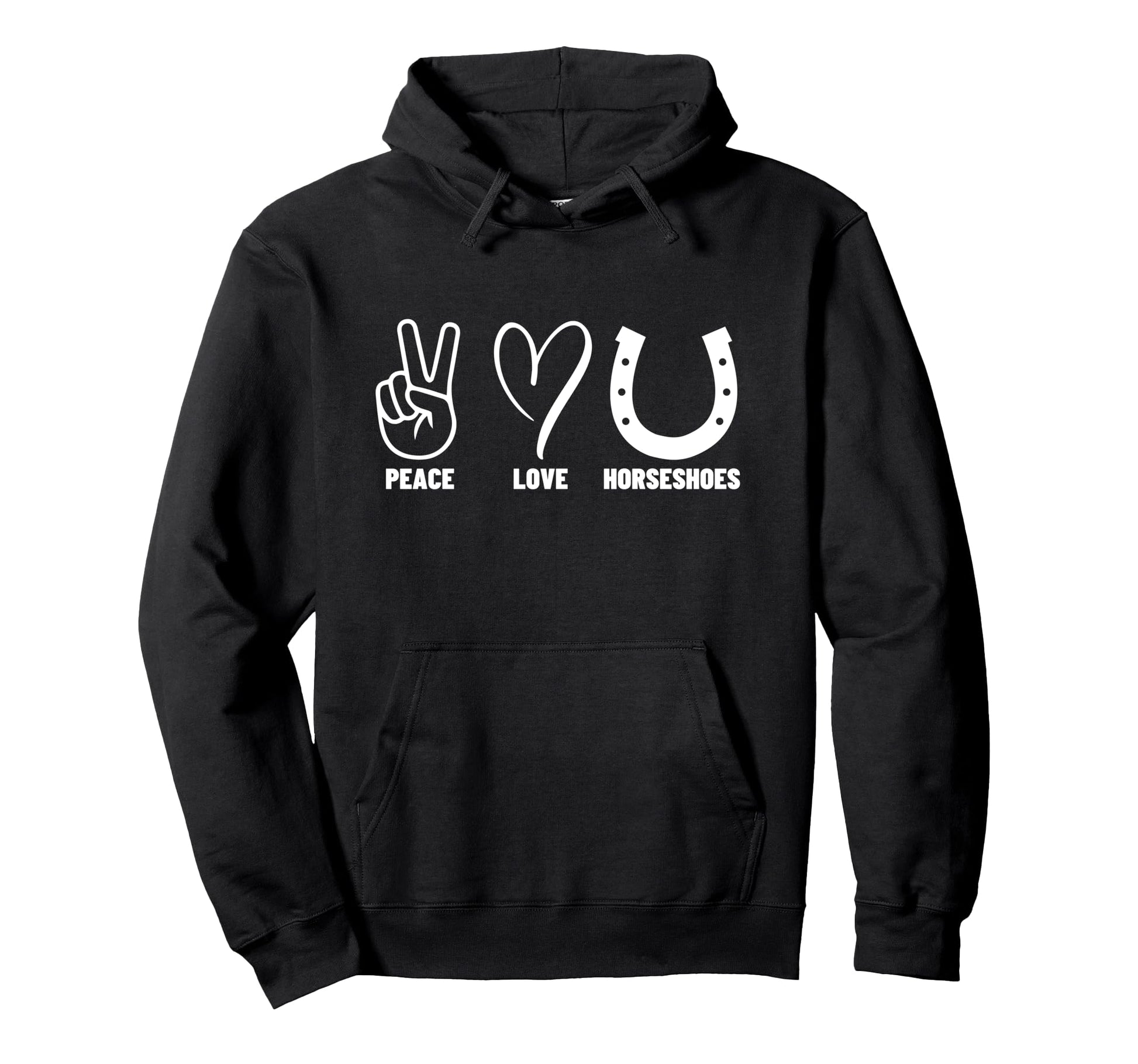 Horseshoes Player Peace Love Horseshoes Hoodie - Novelty Apparel Unisex - T-Shirt, Sweatshirt, Hoodie