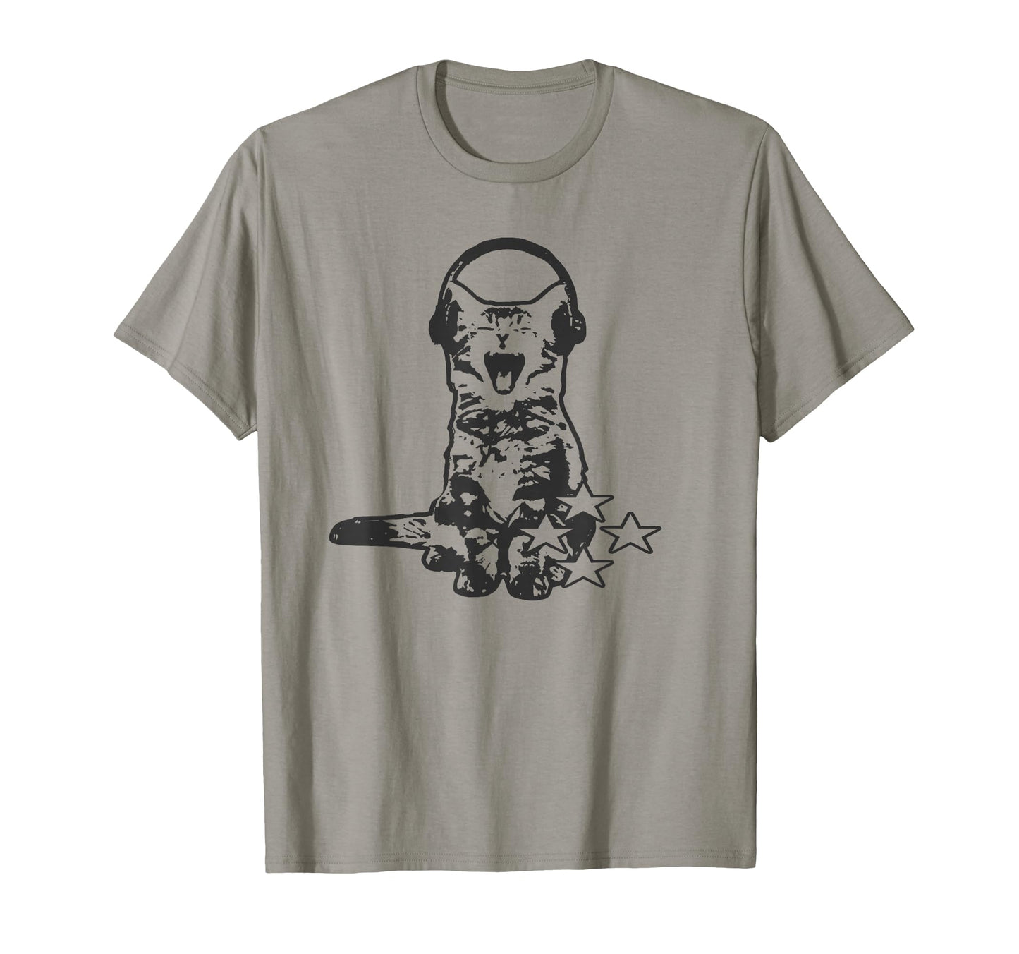Headphones Cat Funny Y2K Grunge Silly T-Shirt - Trendy Graphic Men Women - T-Shirt, Sweatshirt, Hoodie