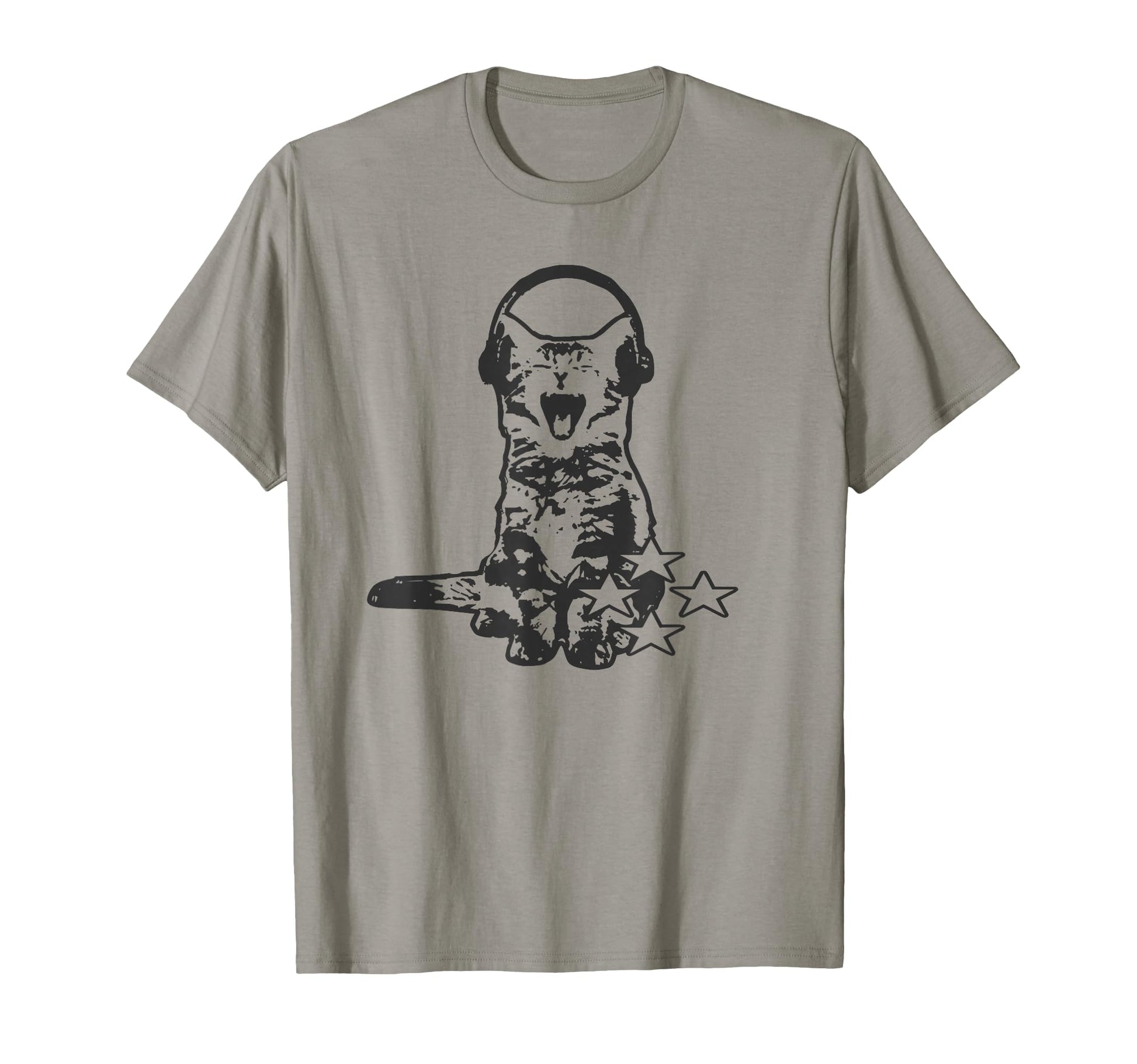 Headphones Cat Funny Y2K Grunge Silly T-Shirt - Trendy Graphic Men Women - T-Shirt, Sweatshirt, Hoodie