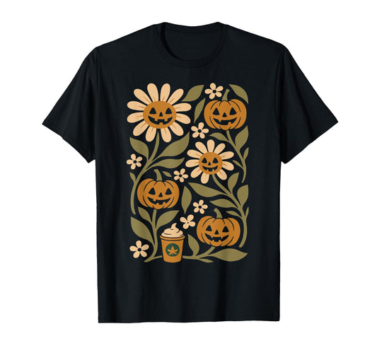 Boho Flower Pumpkins Botanical T-Shirt - Minimalist Print Unisex - T-Shirt, Sweatshirt, Hoodie