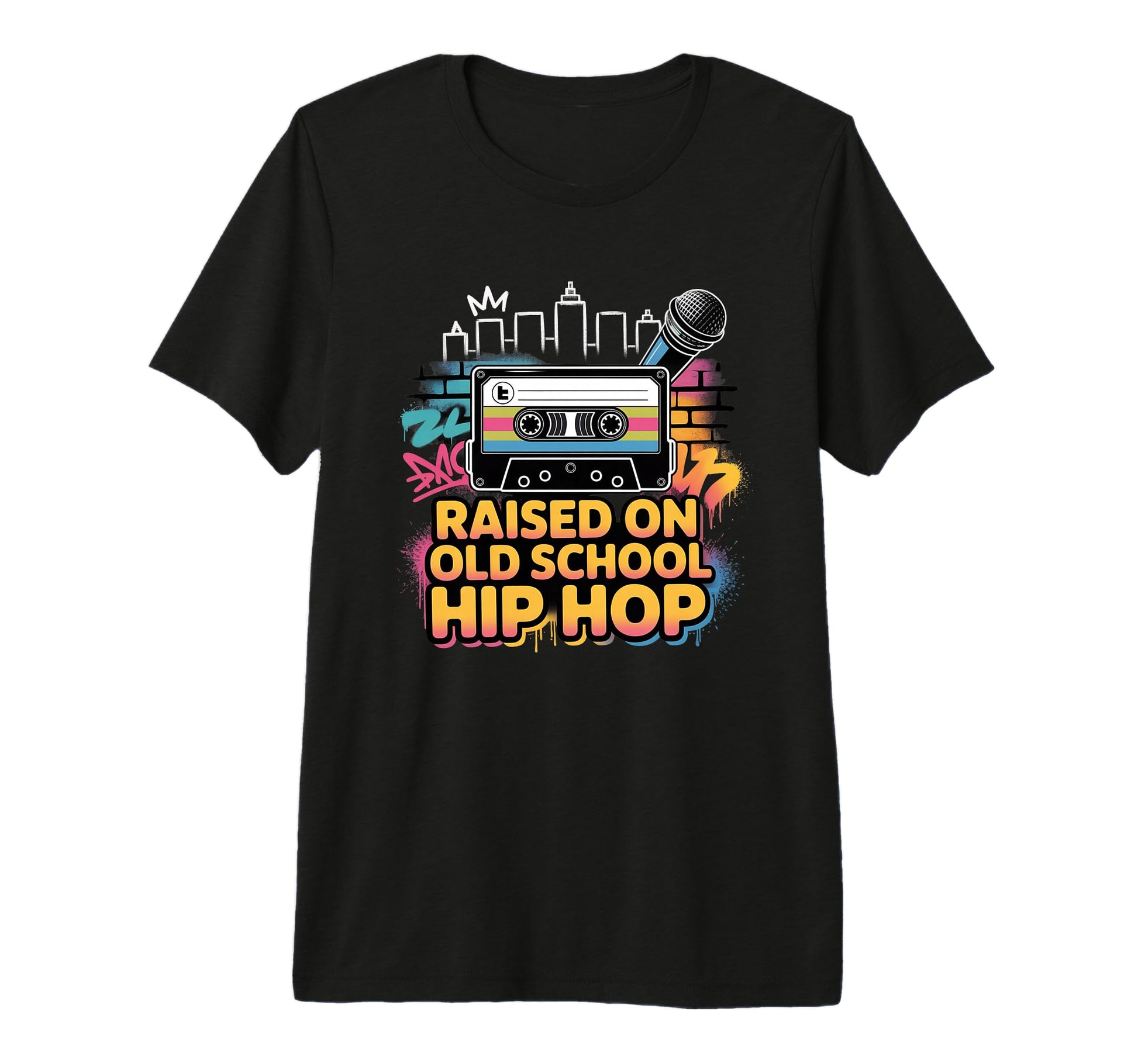 Raised Old School Hip Hop Cassette T-Shirt - Fun Novelty Design for Adults - T-Shirt, Sweatshirt, Hoodie