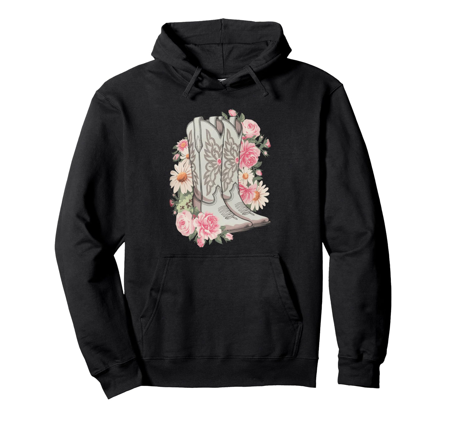 Funny Cowgirl Floral Boots Western Farm Hoodie - Graphic Print Unisex - T-Shirt, Sweatshirt, Hoodie