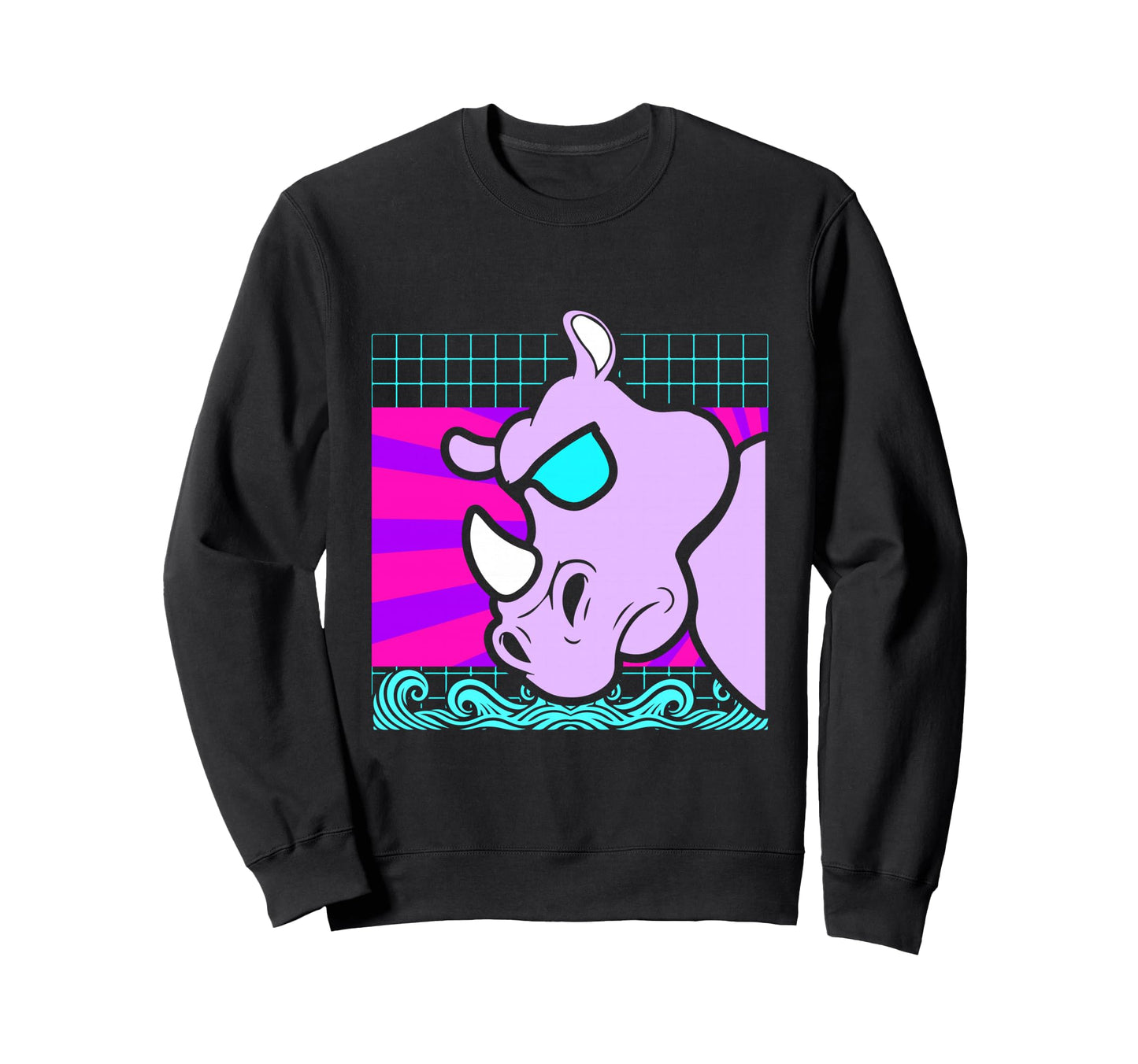 Aesthetic Vaporwave Outfits Rhino Sweatshirt - Fun Novelty Design Unisex - T-Shirt, Sweatshirt, Hoodie
