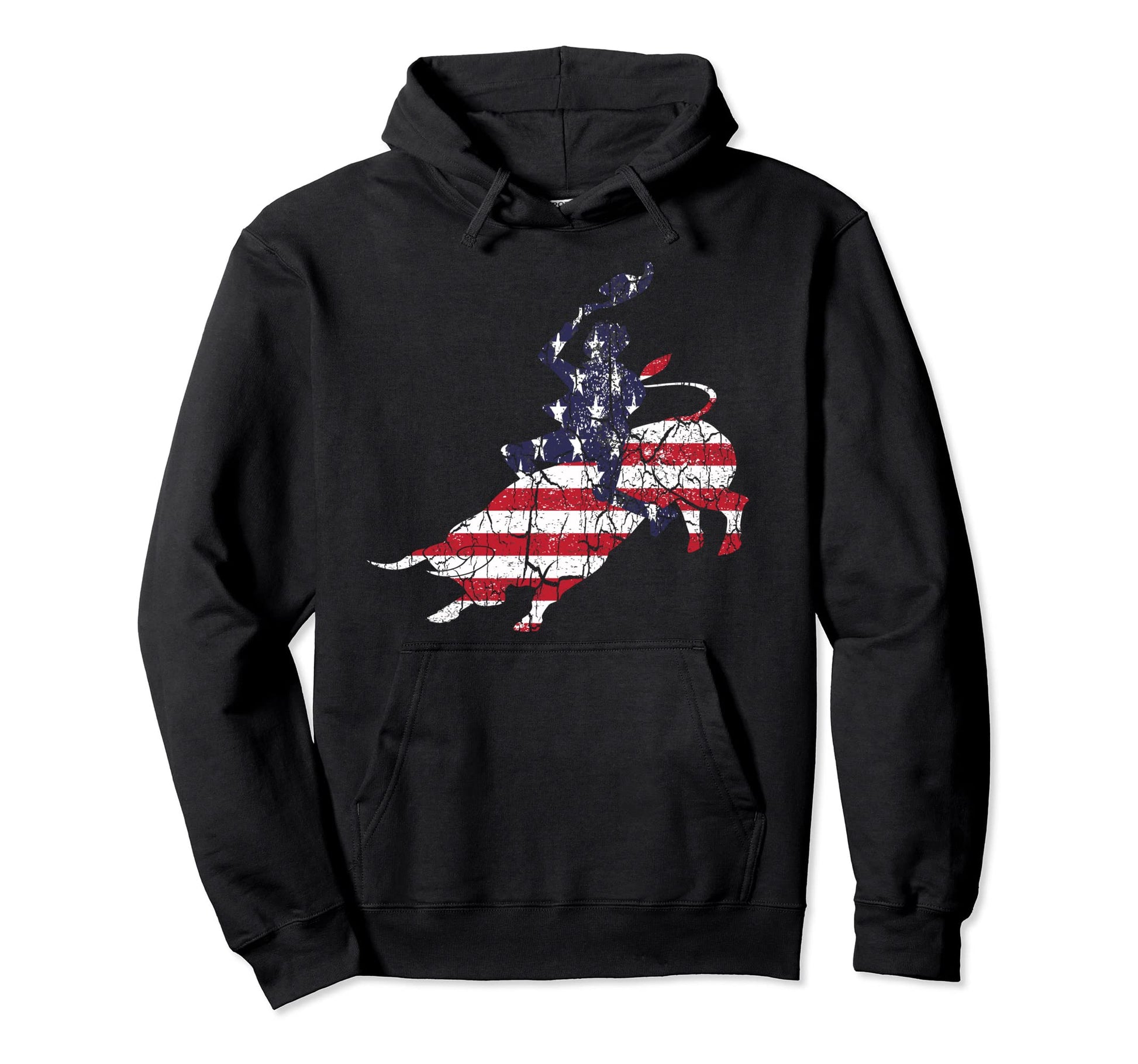 Bull Riding Rodeo Cowboy Usa Flag 4Th Hoodie - Trendy Graphic Men Women - T-Shirt, Sweatshirt, Hoodie