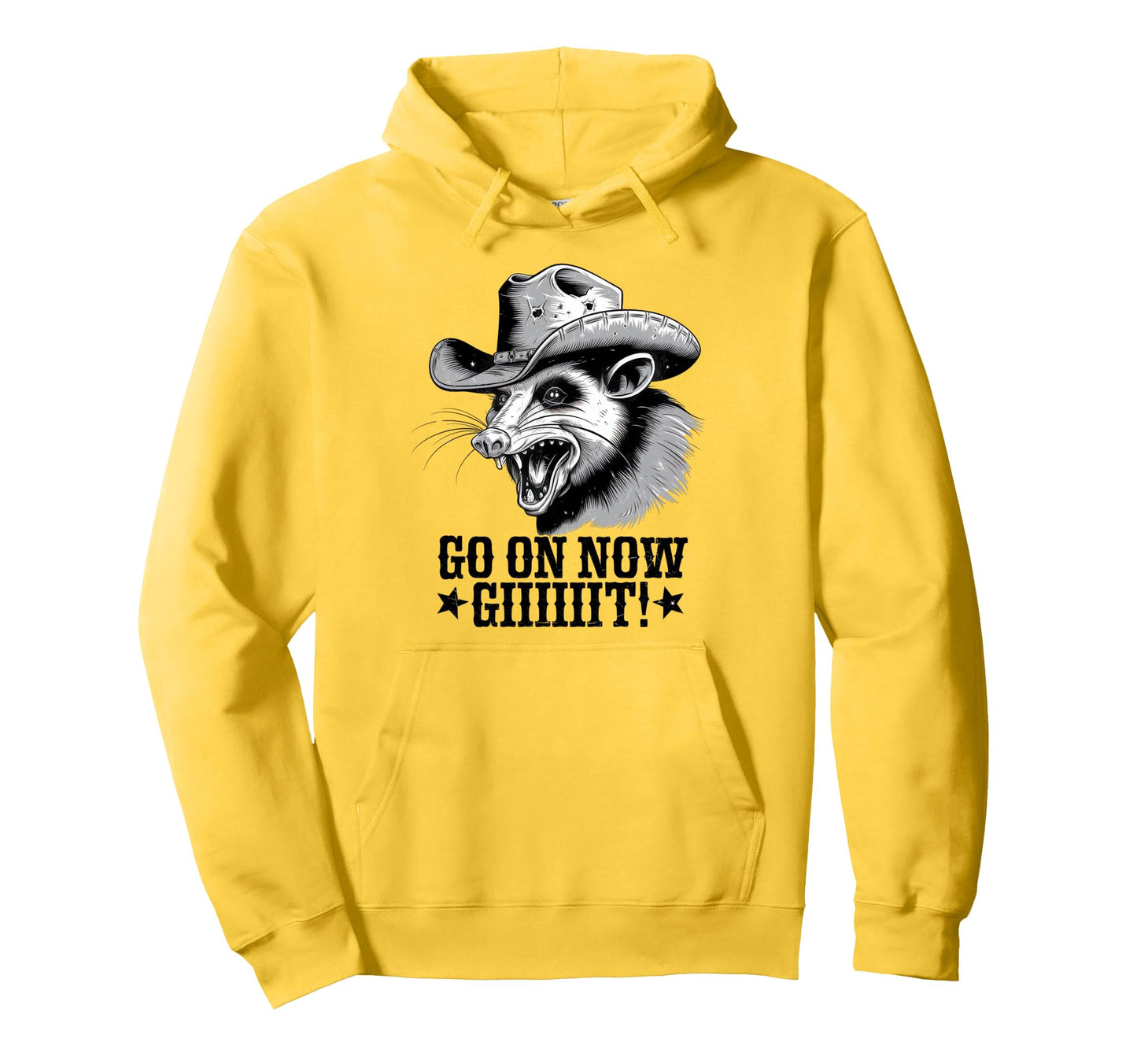 Go Now Git Cowboy Opossum Country Hoodie - Aesthetic Graphic Men Women - T-Shirt, Sweatshirt, Hoodie