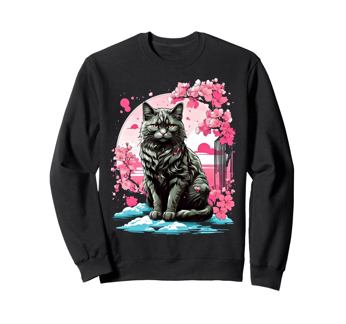 Anime Cat Japanese Vaporwave Sweatshirt - Custom Art Print for Adults - T-Shirt, Sweatshirt, Hoodie