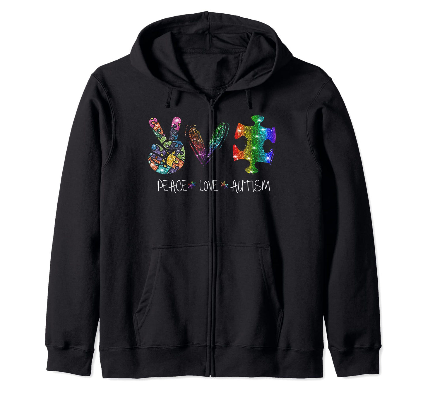 Peace Love Puzzle Ribbon Autism T-Shirt - Fun Novelty Design for Adults - T-Shirt, Sweatshirt, Hoodie