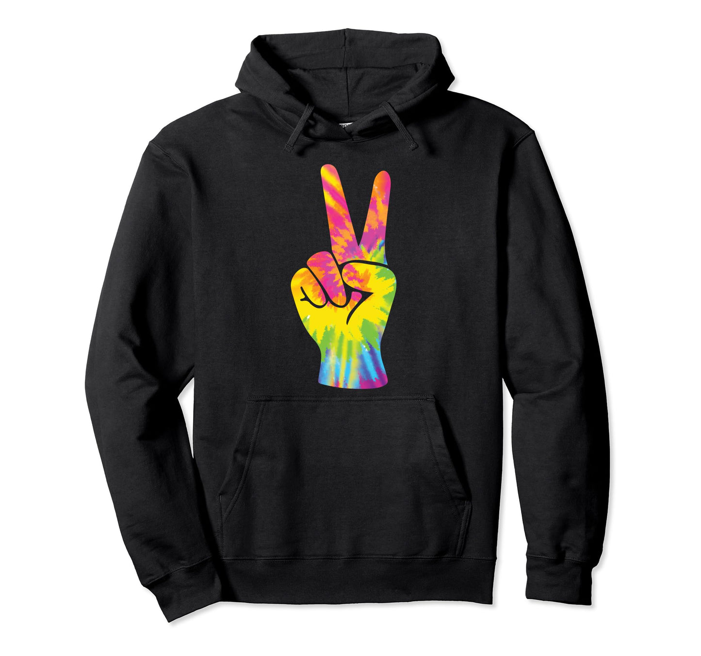 Peace Sign V Fingers Rainbow Hoodie - Fun Novelty Design for Adults - T-Shirt, Sweatshirt, Hoodie