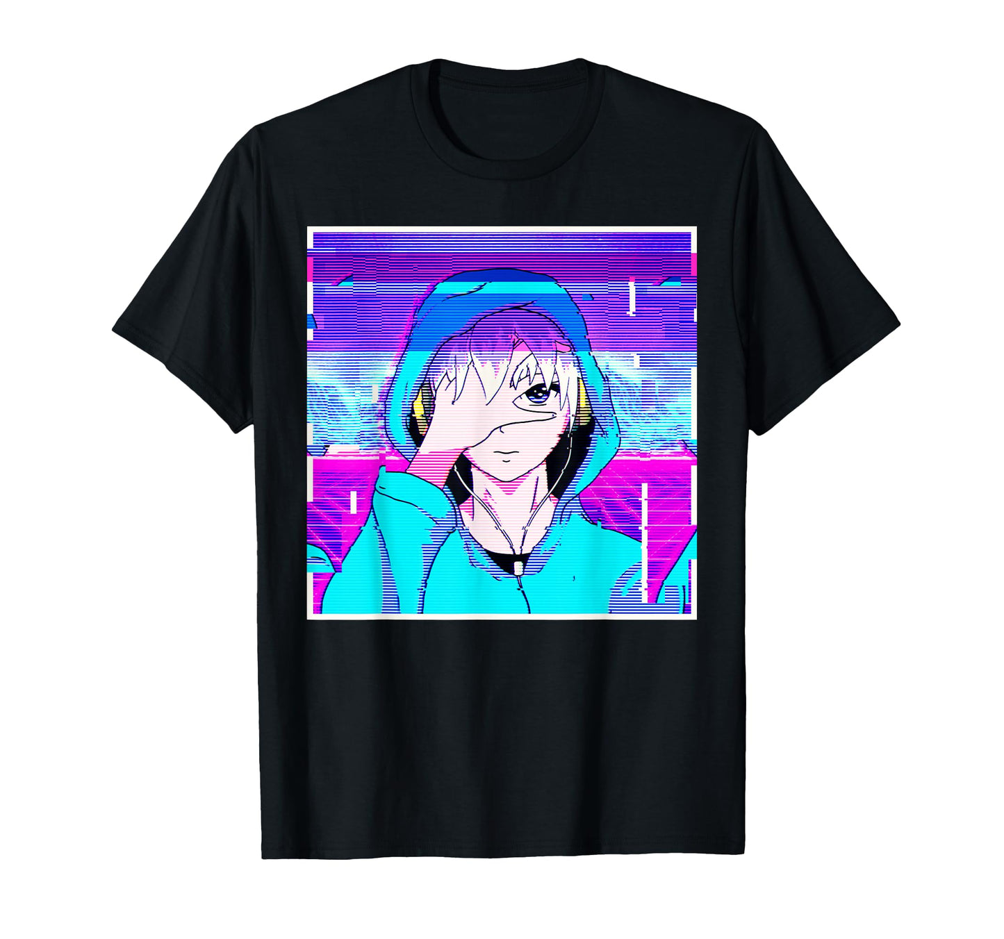 Anime Vaporwave Aesthetic Glitch T-Shirt - Fun Novelty Design for Adults - T-Shirt, Sweatshirt, Hoodie