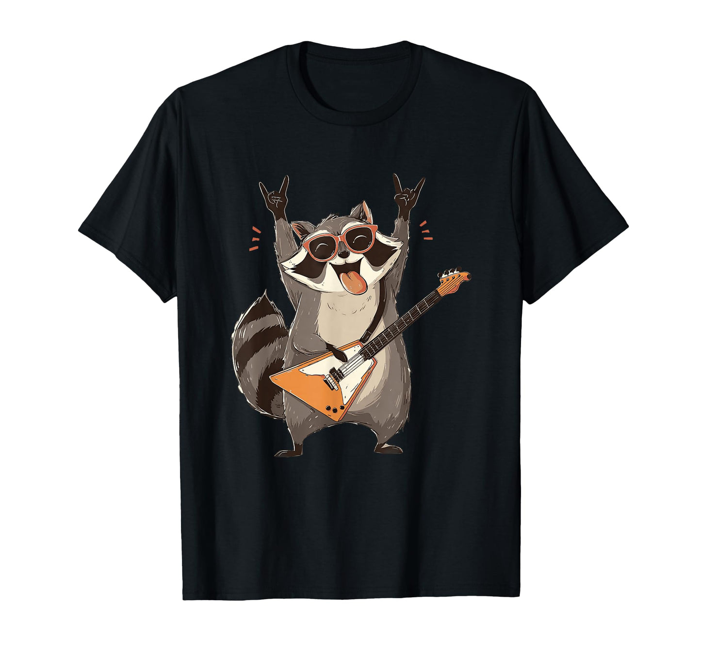 Funny Rock Raccoon Guitar Player T-Shirt - Minimalist Print for Adults - T-Shirt, Sweatshirt, Hoodie