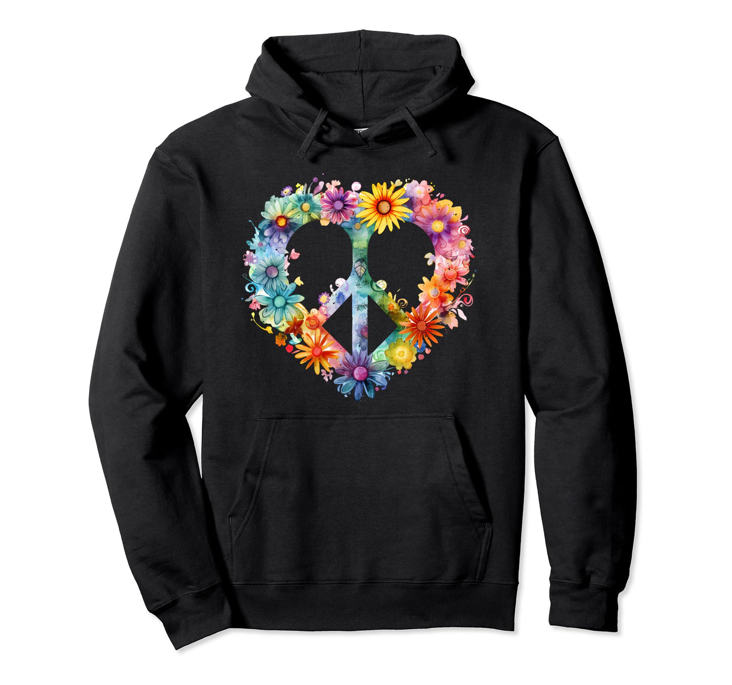 Tie Dye Peace Sign Love Colorful Hoodie - Casual Everyday Wear Men Women - T-Shirt, Sweatshirt, Hoodie