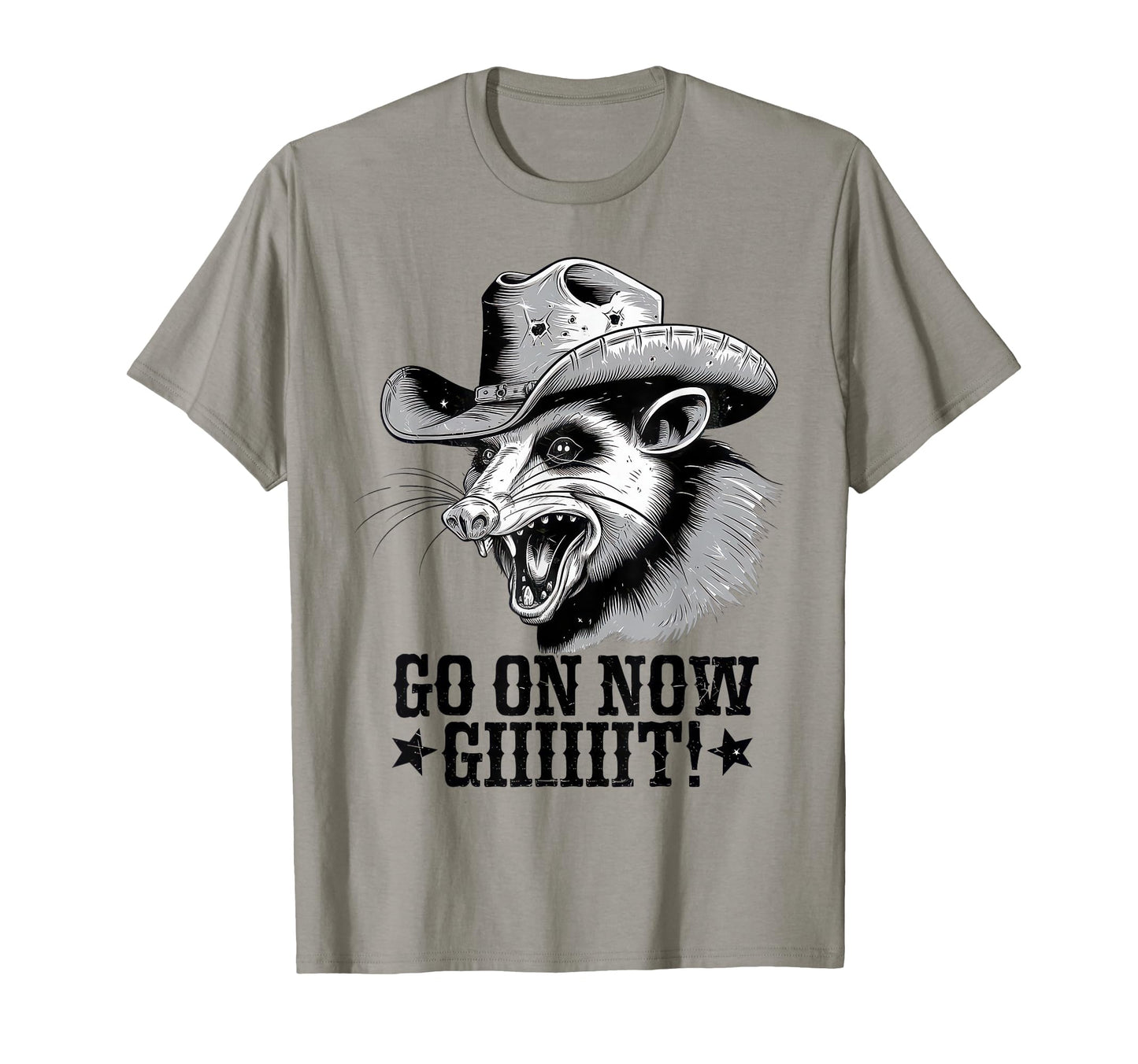 Go Now Git Cowboy Opossum Country T-Shirt - Unique Graphic for Adults - T-Shirt, Sweatshirt, Hoodie