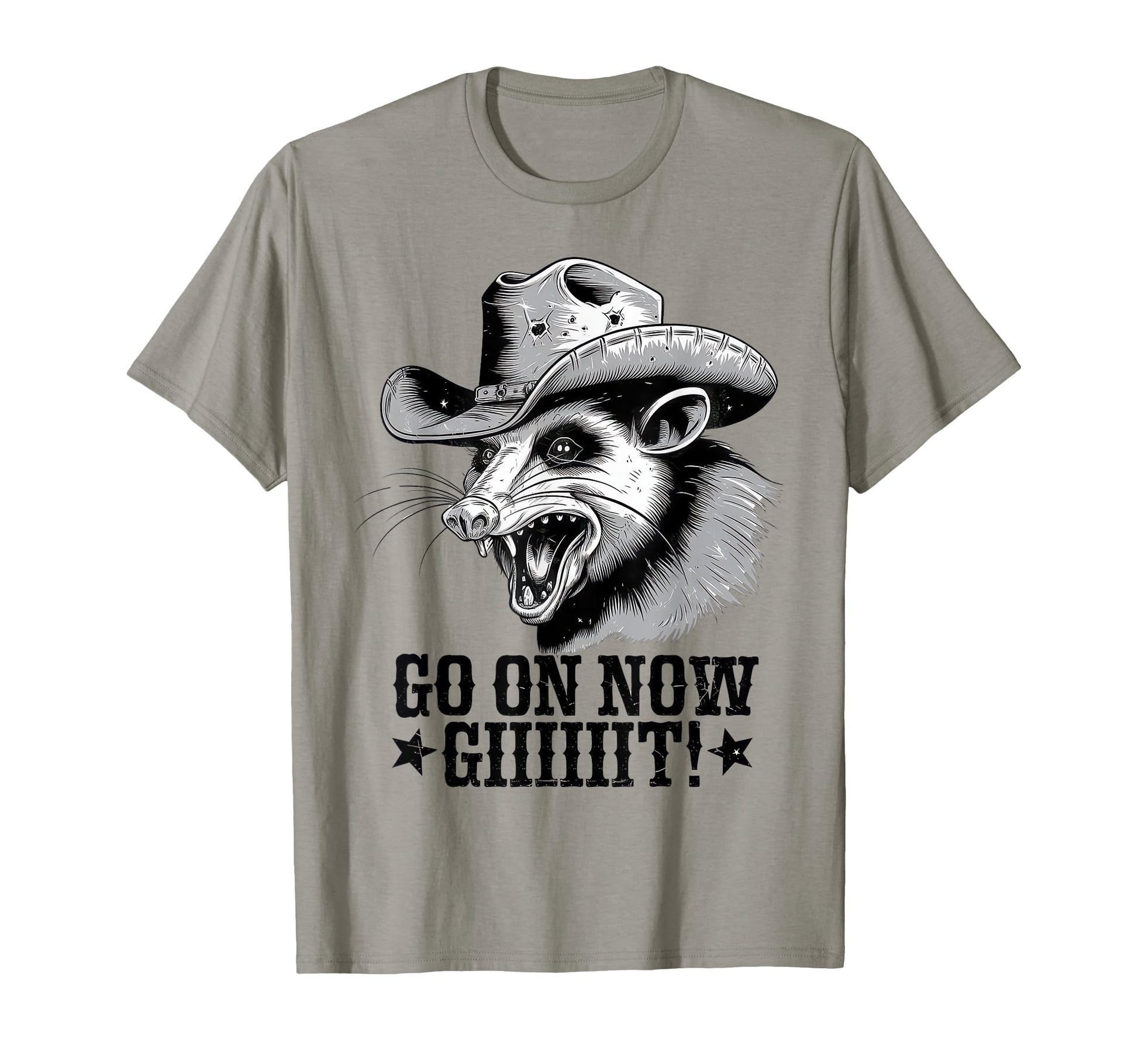 Go Now Git Cowboy Opossum Country T-Shirt - Unique Graphic for Adults - T-Shirt, Sweatshirt, Hoodie