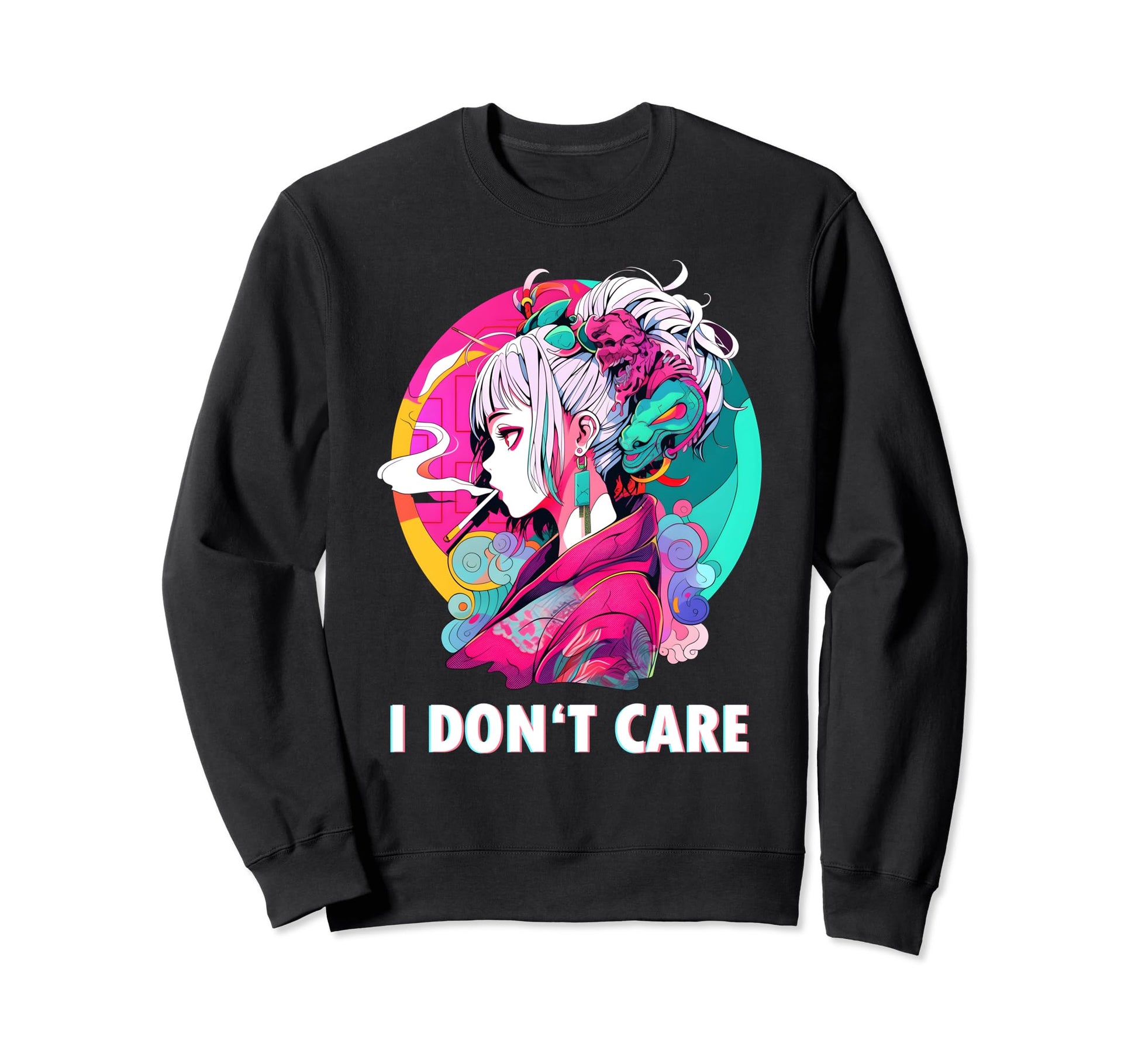Aesthetic Vaporwave I Dont Care Sweatshirt - Unique Graphic for Adults - T-Shirt, Sweatshirt, Hoodie