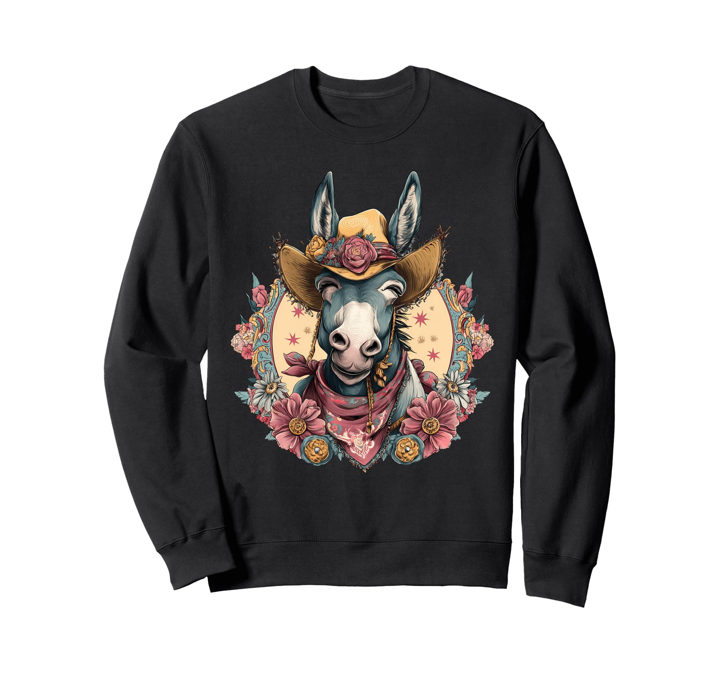 Donkey Cowboy Rodeo Cowgirl Western Sweatshirt - Custom Art Print Unisex - T-Shirt, Sweatshirt, Hoodie