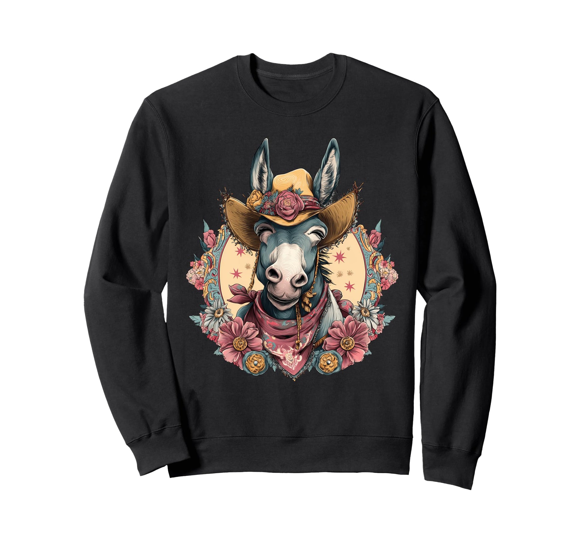 Donkey Cowboy Rodeo Cowgirl Western Sweatshirt - Custom Art Print Unisex - T-Shirt, Sweatshirt, Hoodie