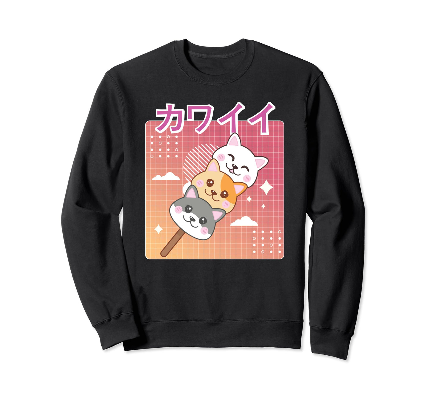 Kawaii Neko Cat Dango 90S Sweatshirt - Casual Everyday Wear for Adults - T-Shirt, Sweatshirt, Hoodie
