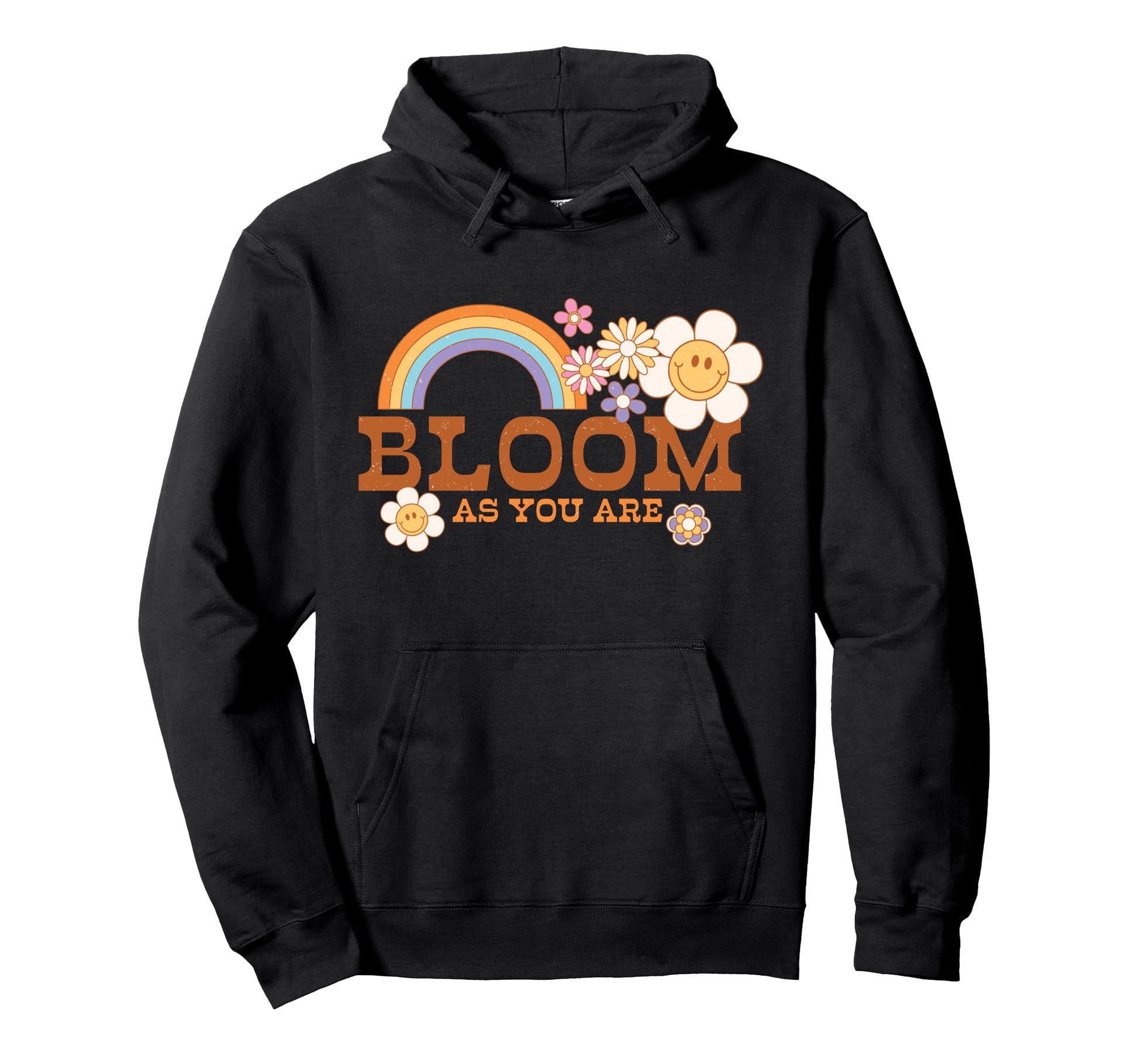 Bloom Bright Floral Rainbow Hoodie - Aesthetic Graphic for Adults - T-Shirt, Sweatshirt, Hoodie