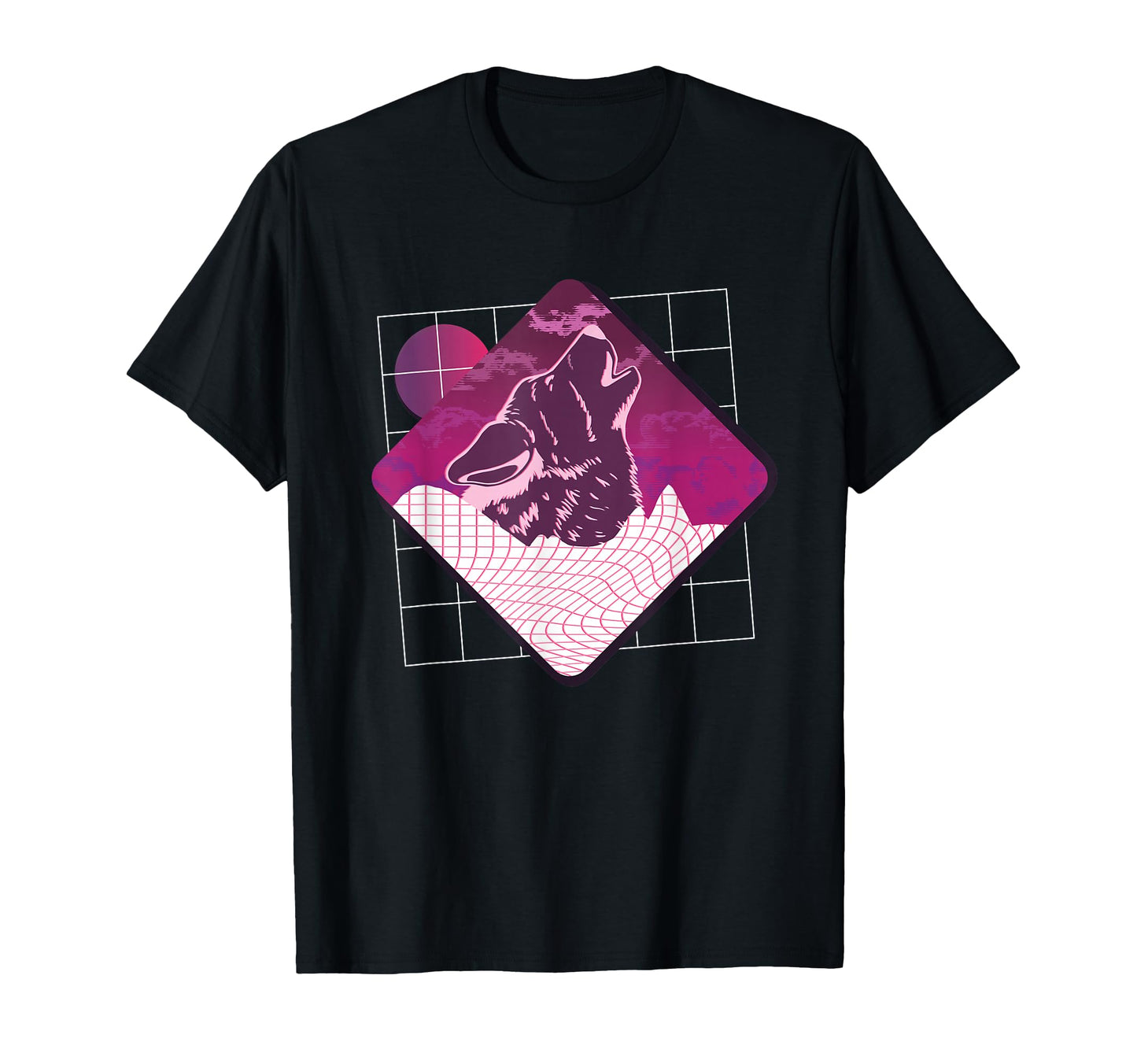 Vaporwave Wolf Geometric Japanese T-Shirt - Trendy Graphic Men Women - T-Shirt, Sweatshirt, Hoodie