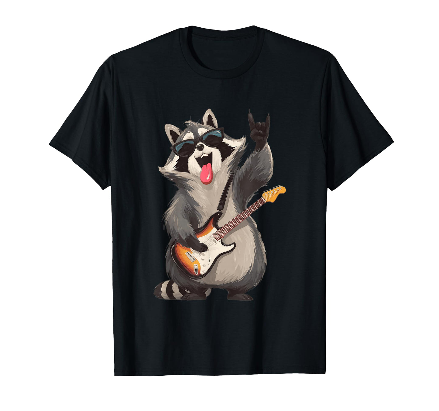 Rockstar Raccoon Sunglasses Electric T-Shirt - Minimalist Print Unisex - T-Shirt, Sweatshirt, Hoodie