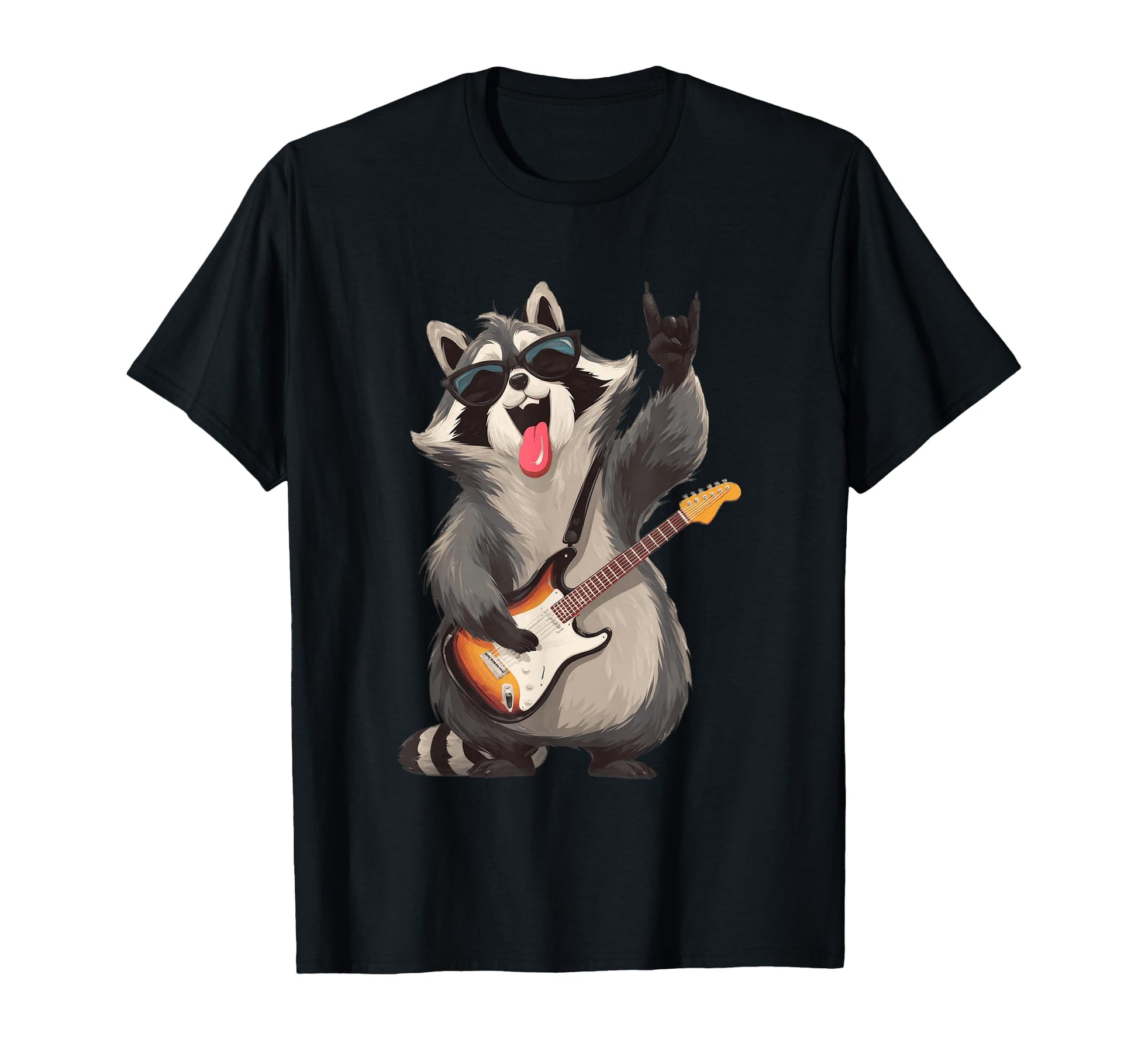 Rockstar Raccoon Sunglasses Electric T-Shirt - Minimalist Print Unisex - T-Shirt, Sweatshirt, Hoodie