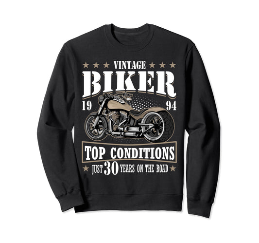 30Th Biker Birthday Gifts Sweatshirt - Novelty Apparel for Adults - T-Shirt, Sweatshirt, Hoodie