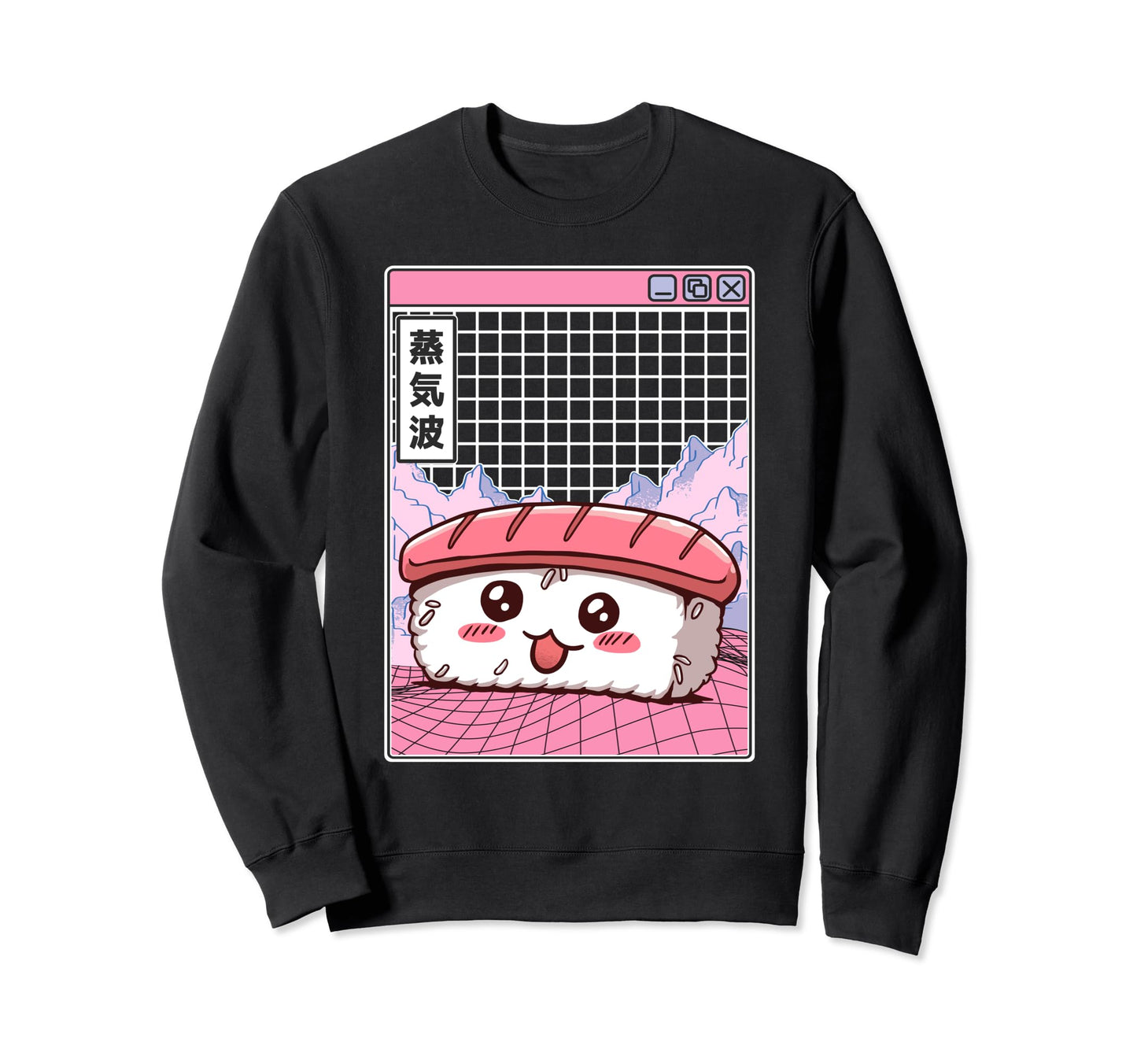 Sushi Kawaii Grid Vaporwave Aesthetic Sweatshirt - Minimalist Print Unisex - T-Shirt, Sweatshirt, Hoodie
