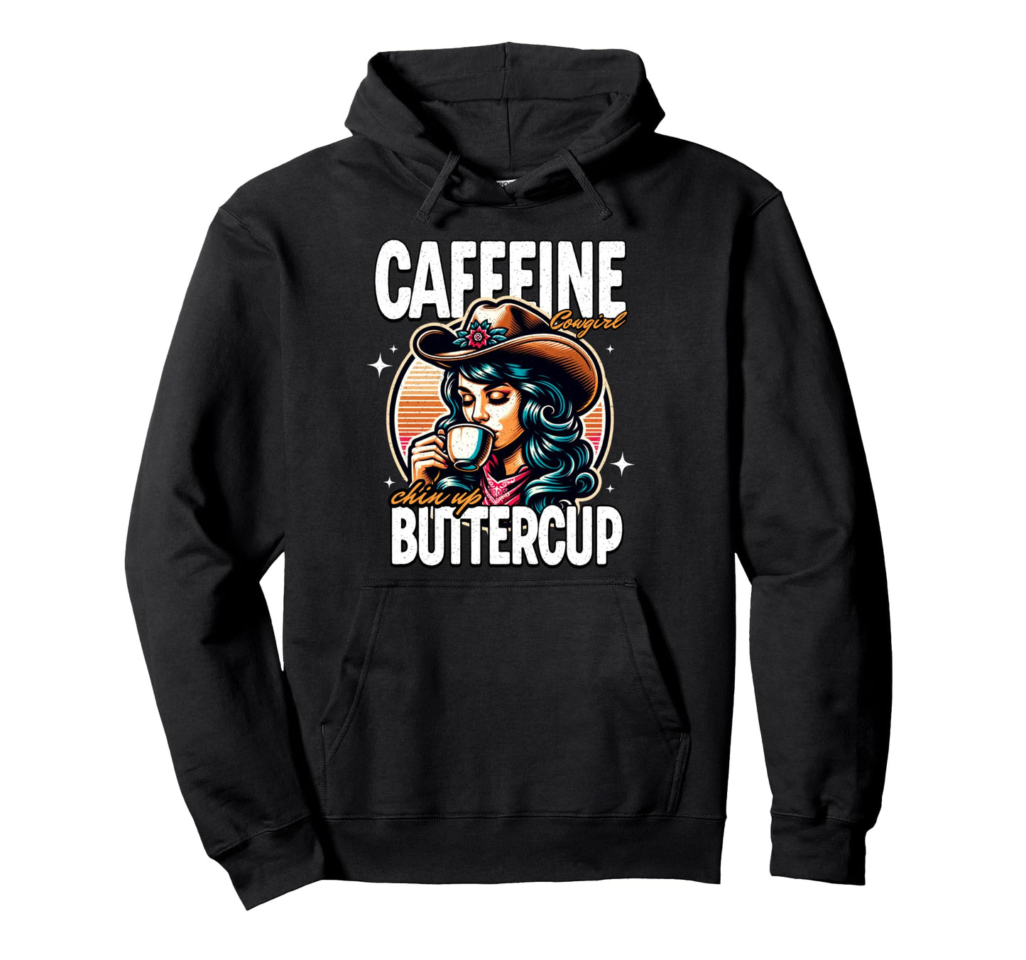 Coffee Cowgirl Western Rodeo Hoodie - Graphic Print Men Women - T-Shirt, Sweatshirt, Hoodie