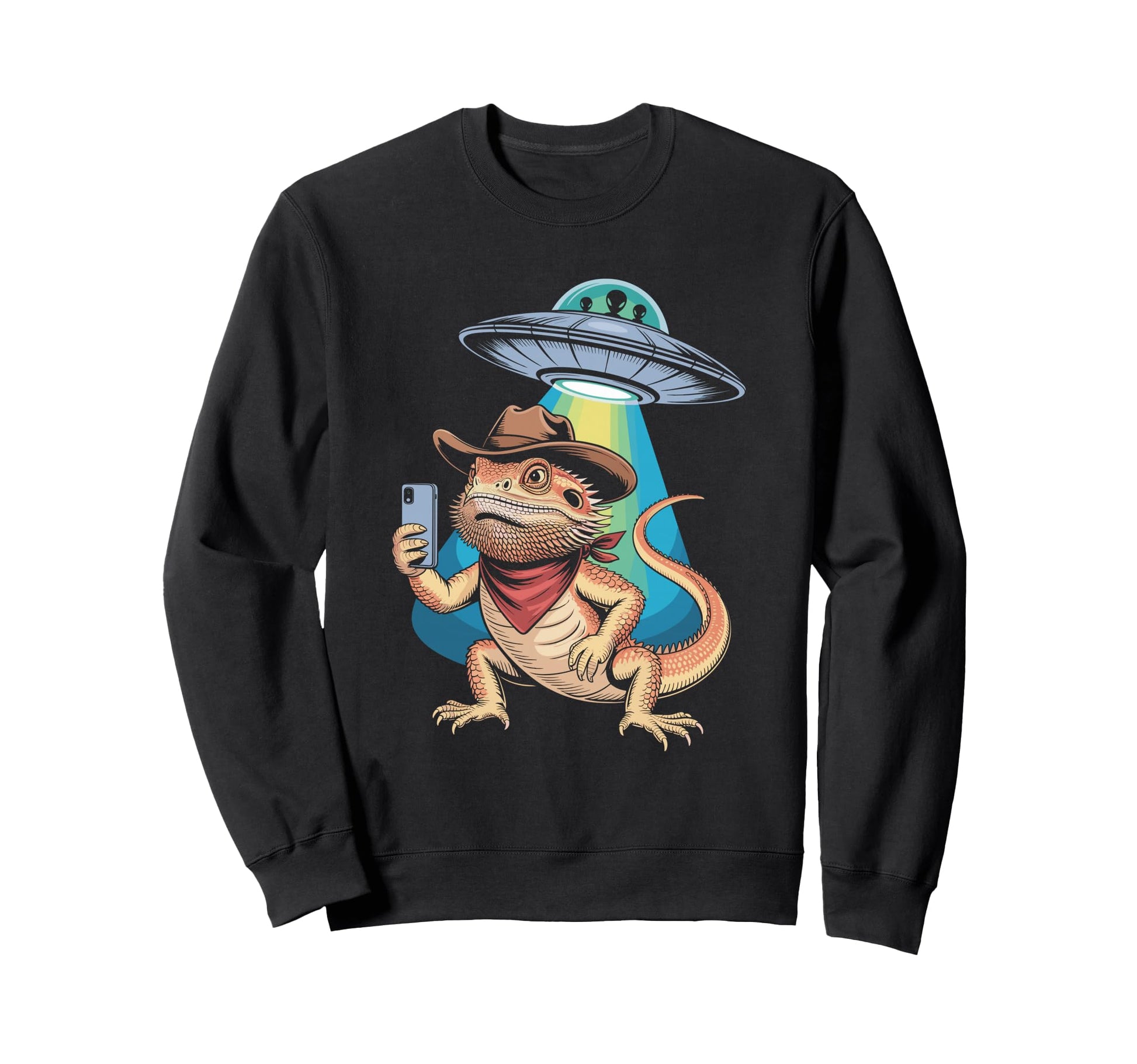 Cowboy Bearded Dragon Ufo Desert Sweatshirt - Minimalist Print for Adults - T-Shirt, Sweatshirt, Hoodie