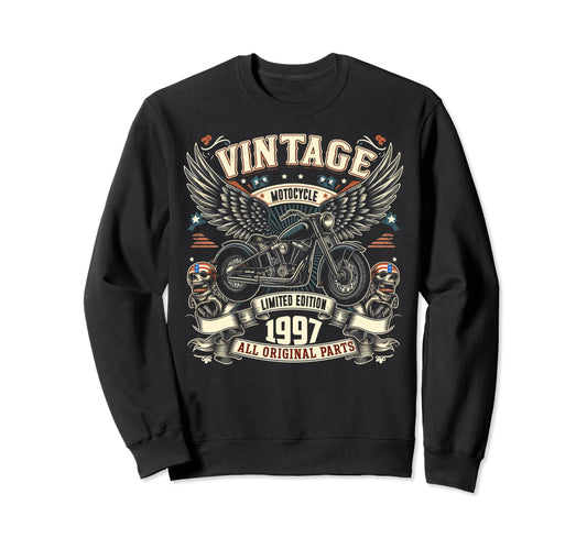 1997 Born 1997 27Th Birthday Motorcycle Sweatshirt - Unique Graphic Unisex - T-Shirt, Sweatshirt, Hoodie