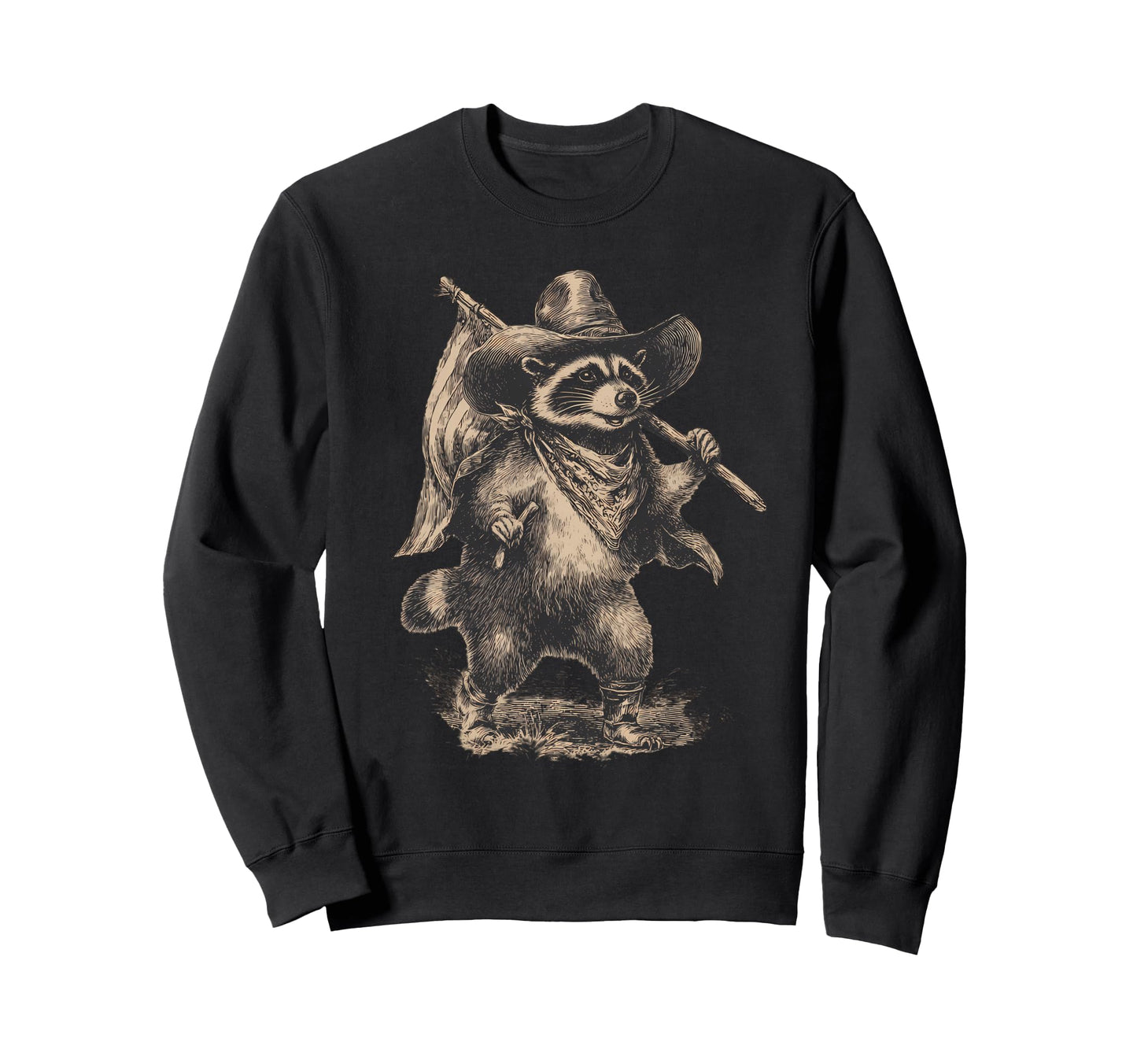 Raccoon Cowboy Rodeo Cowgirl Sweatshirt - Casual Everyday Wear Unisex - T-Shirt, Sweatshirt, Hoodie