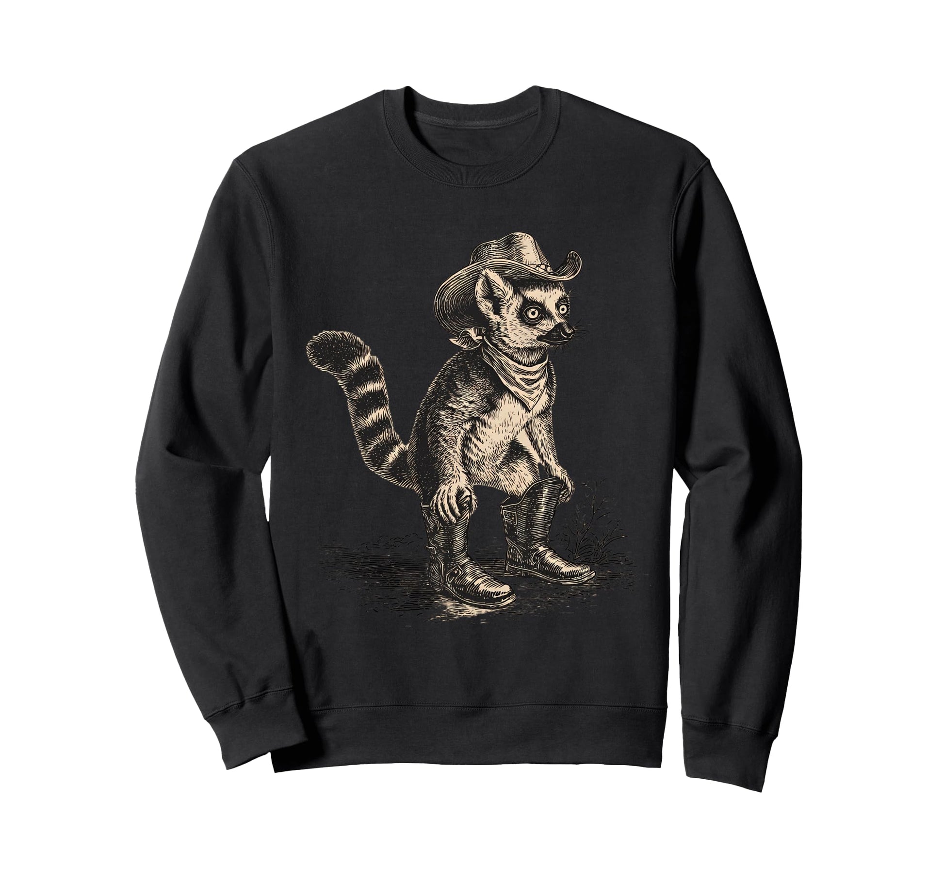 Country Cowboy Lemur Rodeo Cowgirl Sweatshirt - Minimalist Print Unisex - T-Shirt, Sweatshirt, Hoodie